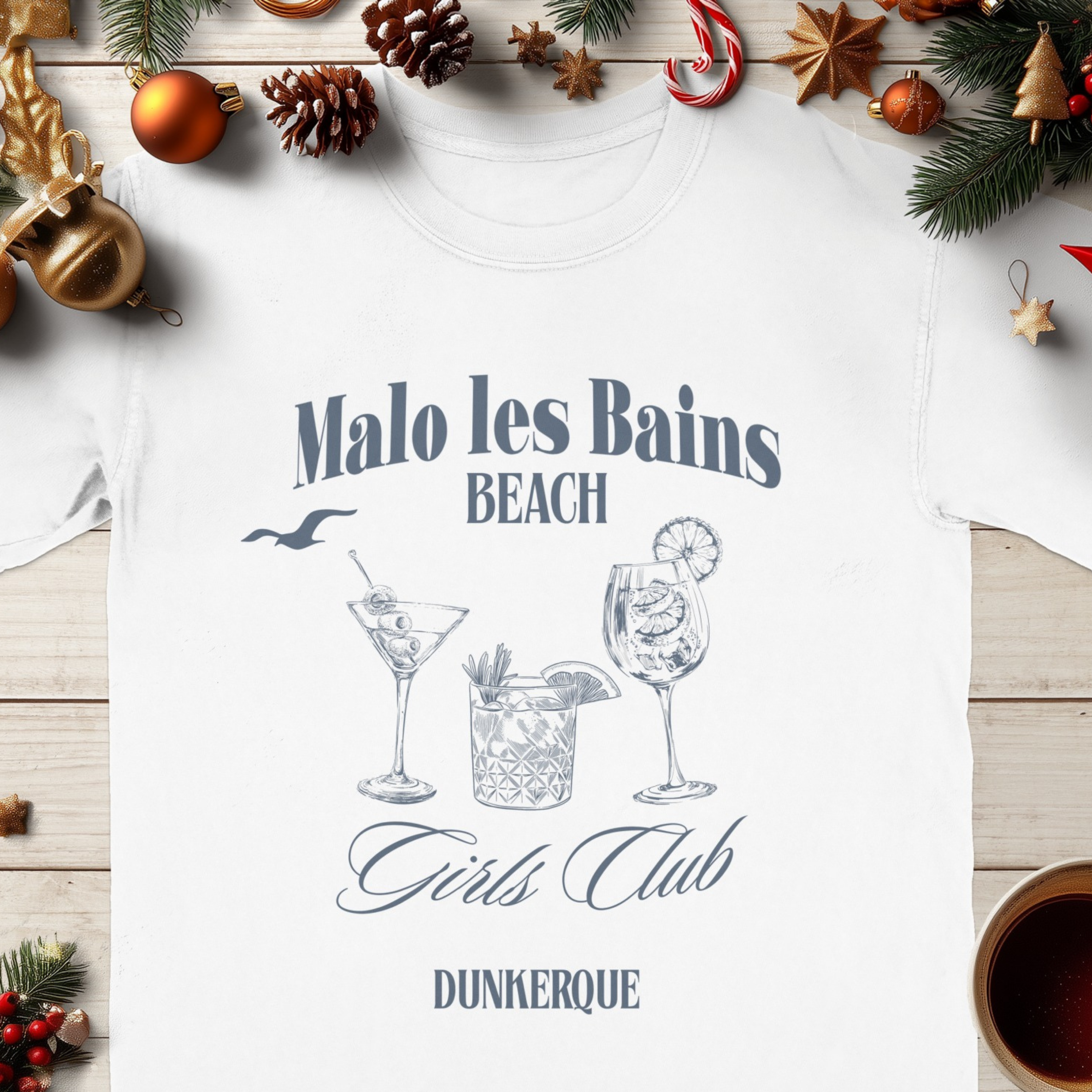T-shirt Malo les Bains "Spritz" inspirations - impression avant (couleur Blue Jean)