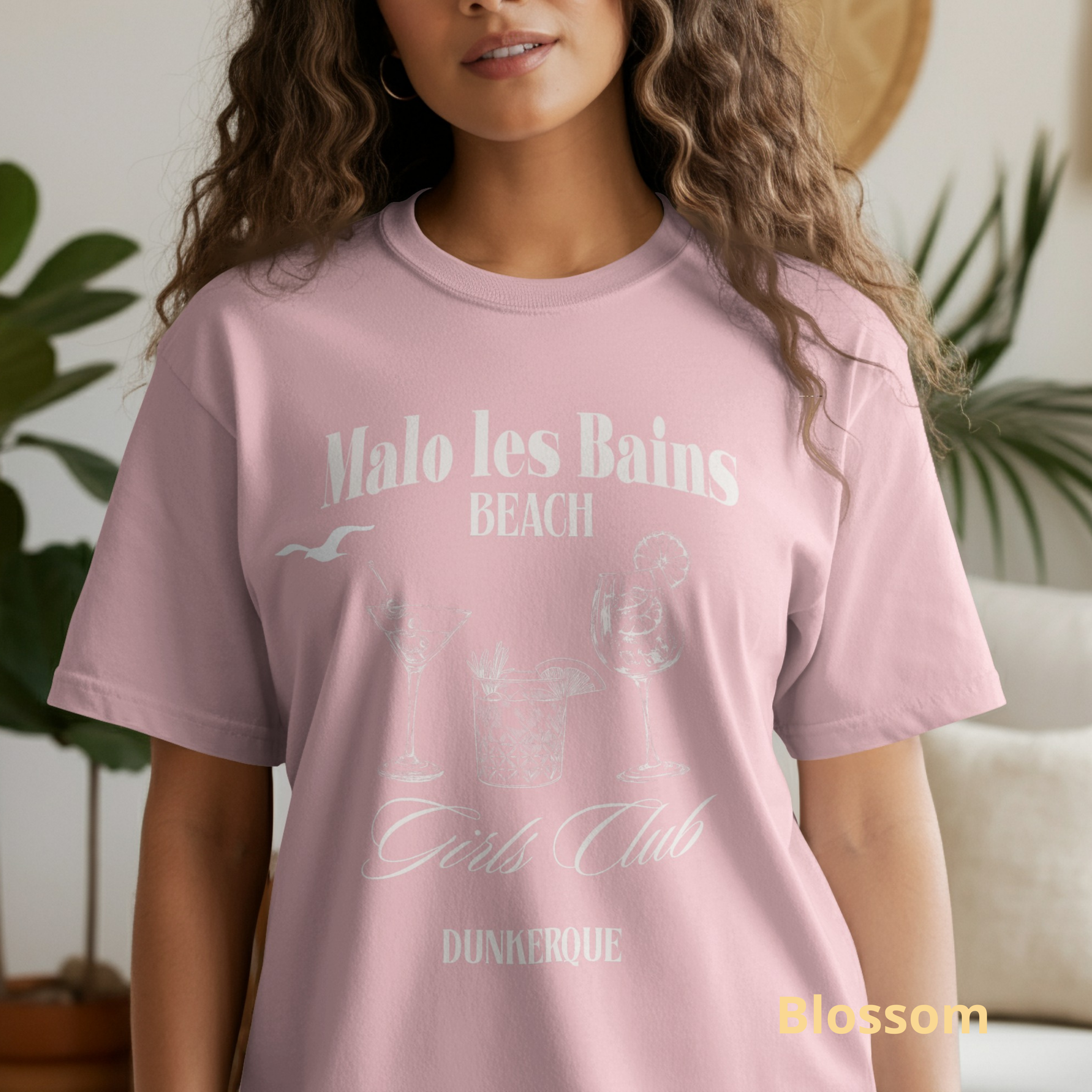 T-shirt Malo les Bains Beach Girls Club SPRITZ impression avant (Ivoire)