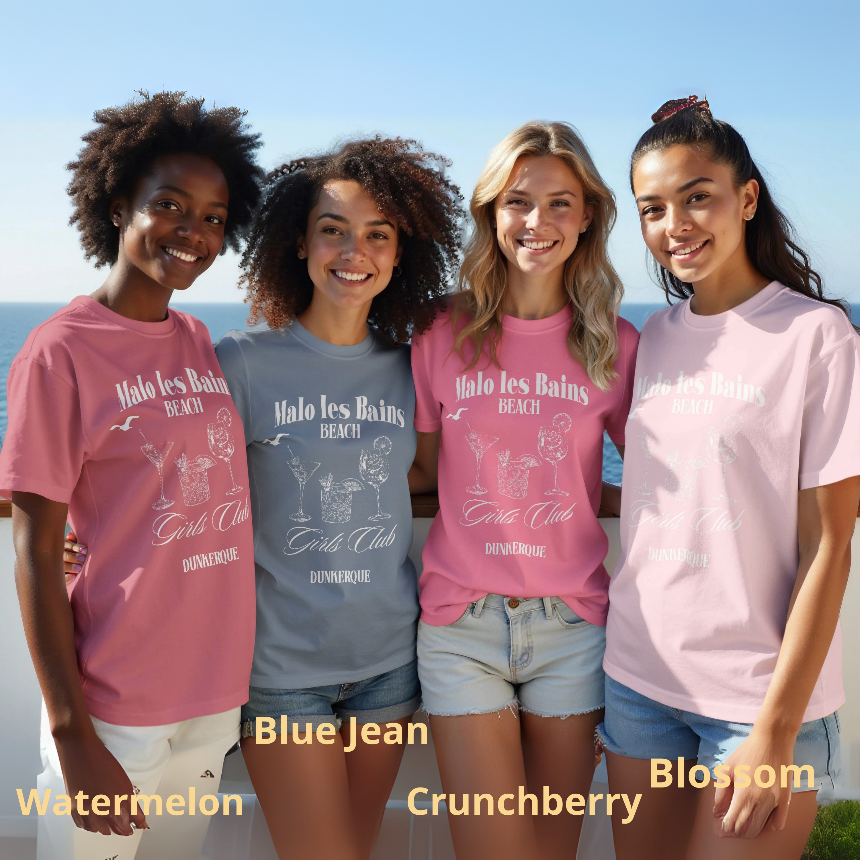 T-shirt Malo les Bains Beach Girls Club SPRITZ impression avant (Ivoire)