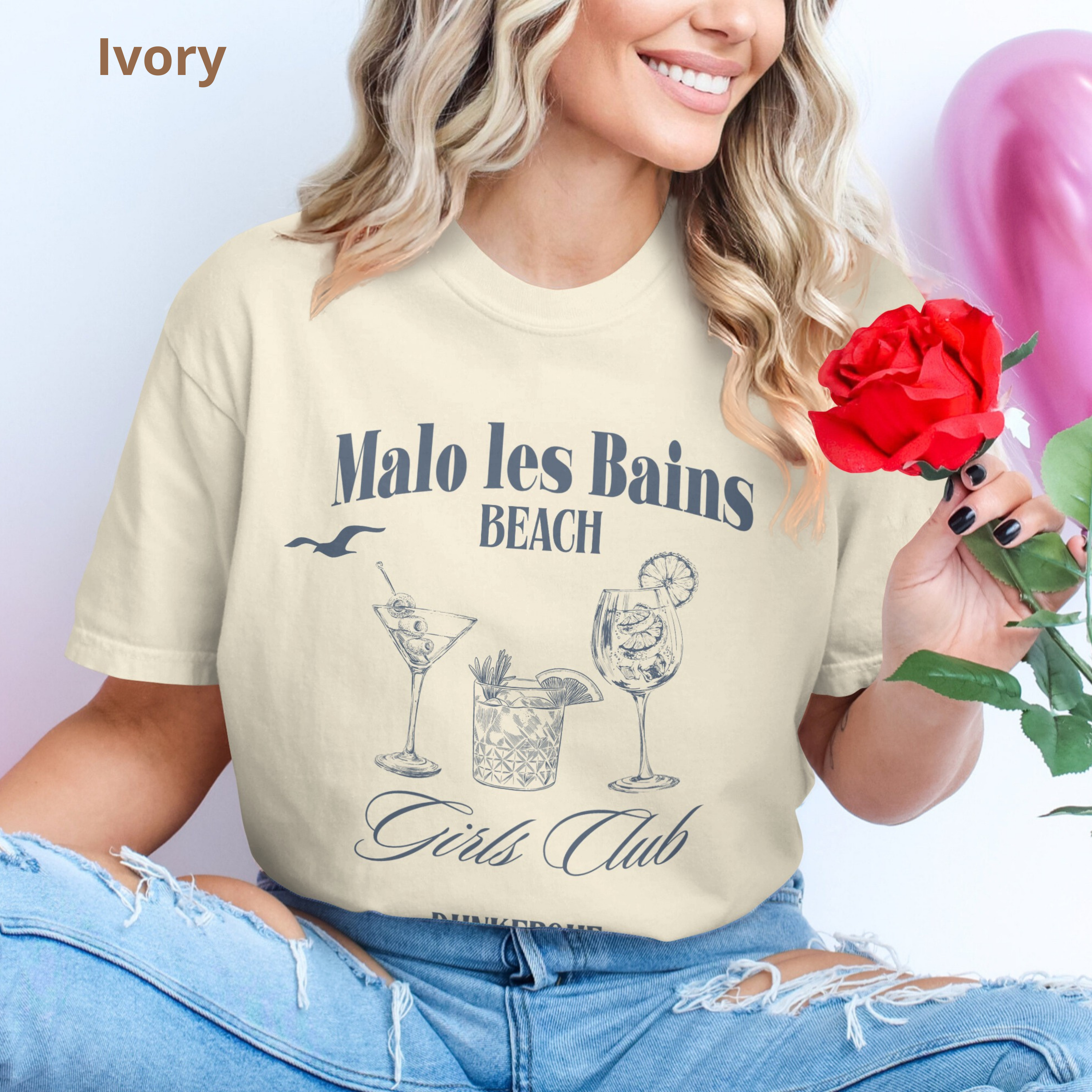 T-shirt Malo les Bains "Spritz" inspirations - impression avant (couleur Blue Jean)