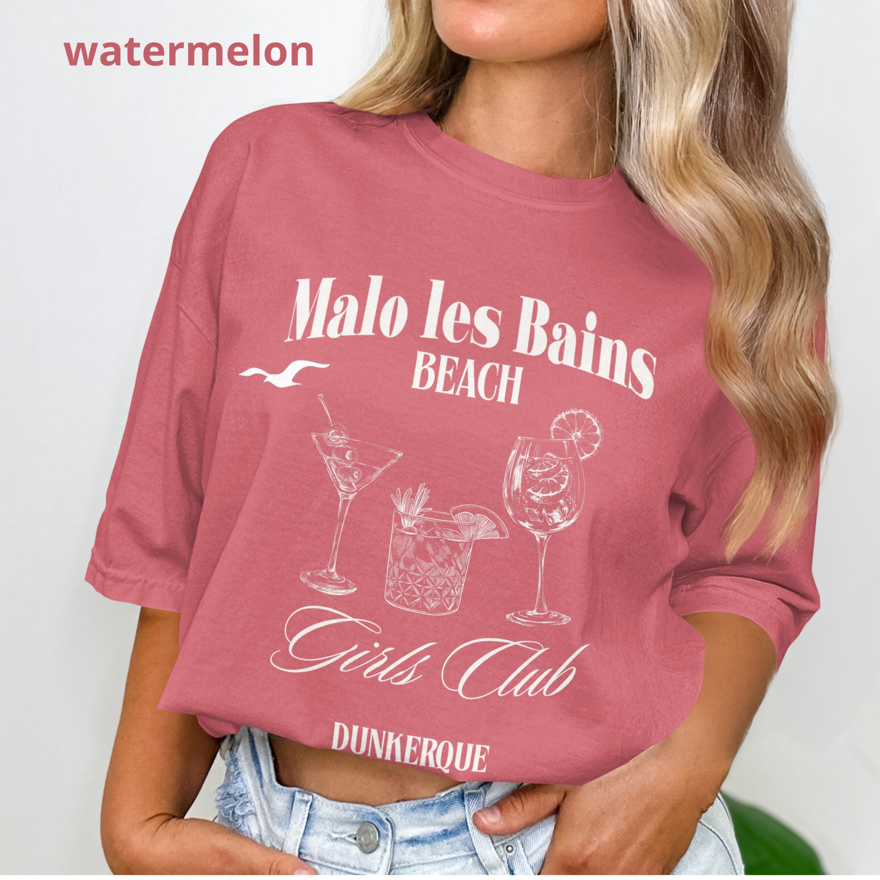 T-shirt Malo les Bains Beach Girls Club SPRITZ impression avant (Ivoire)