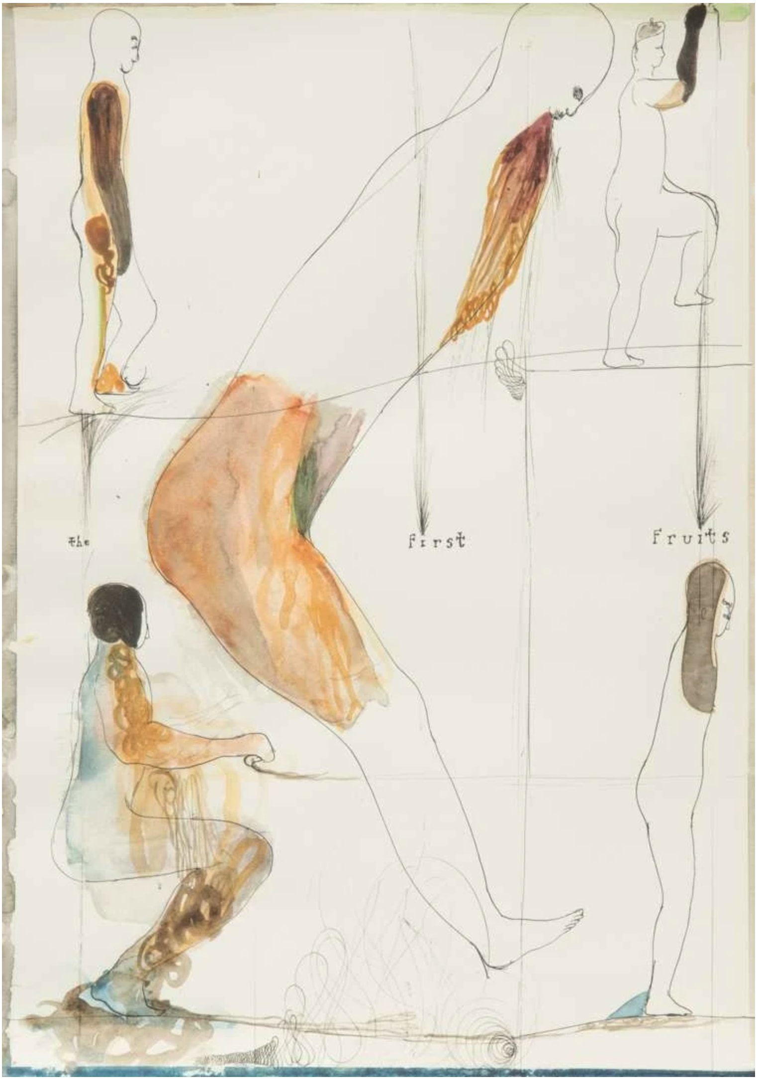 Kars Persoon " the first fruits", pen en aquarel op papier