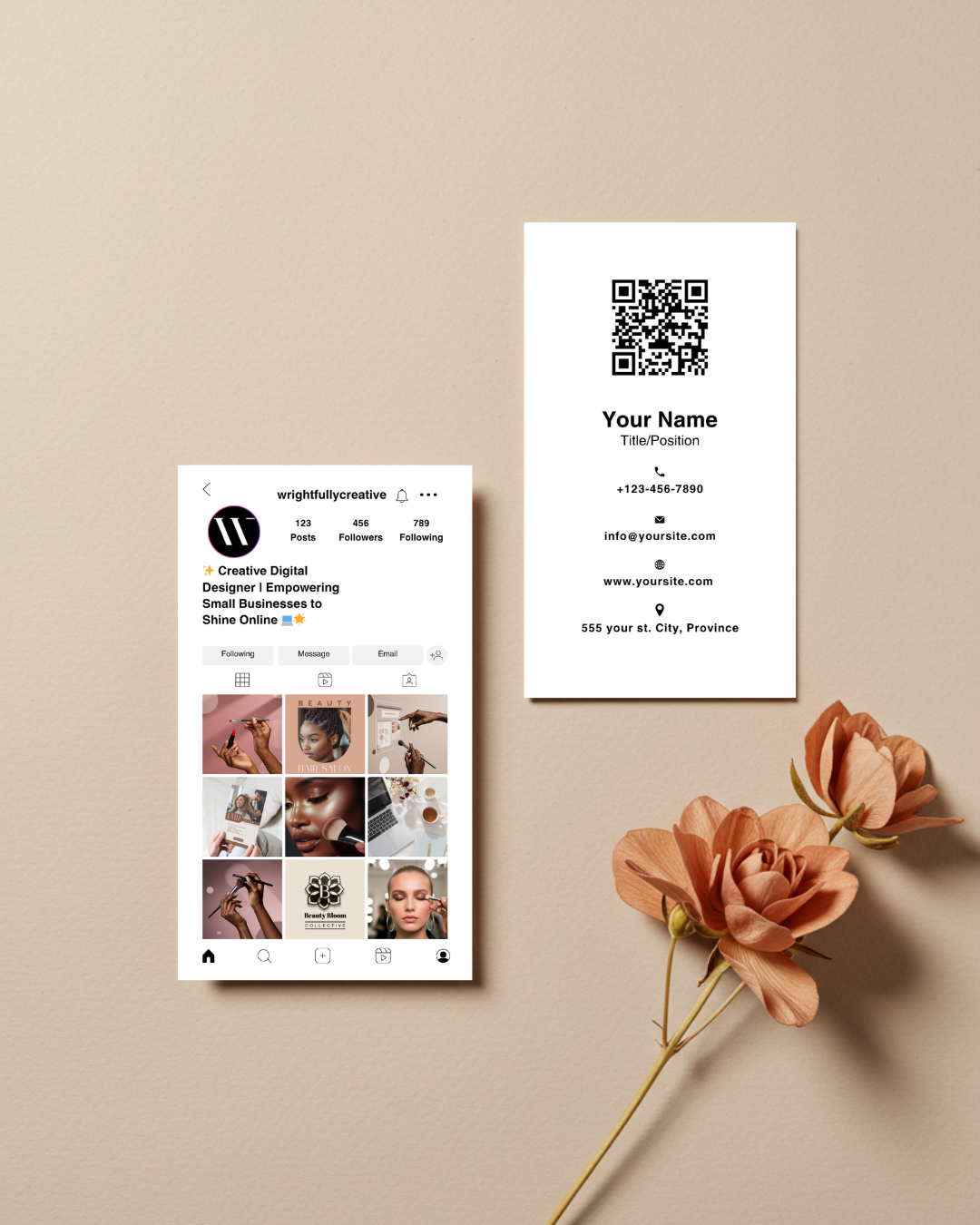 Custom Business Card and Social Media Branding Design