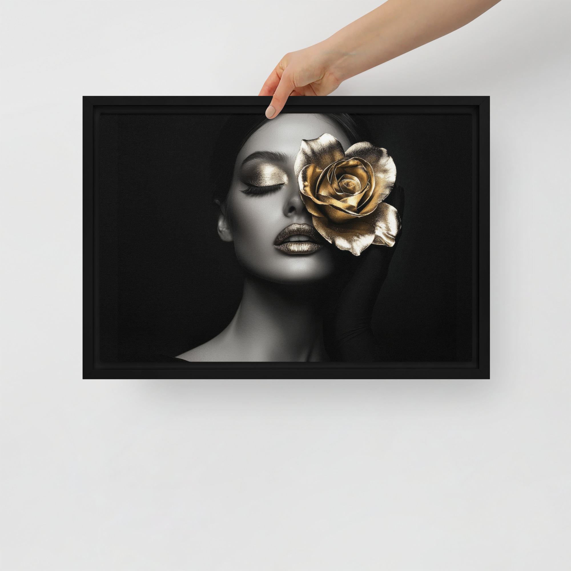 Golden Rose Framed Canvas
