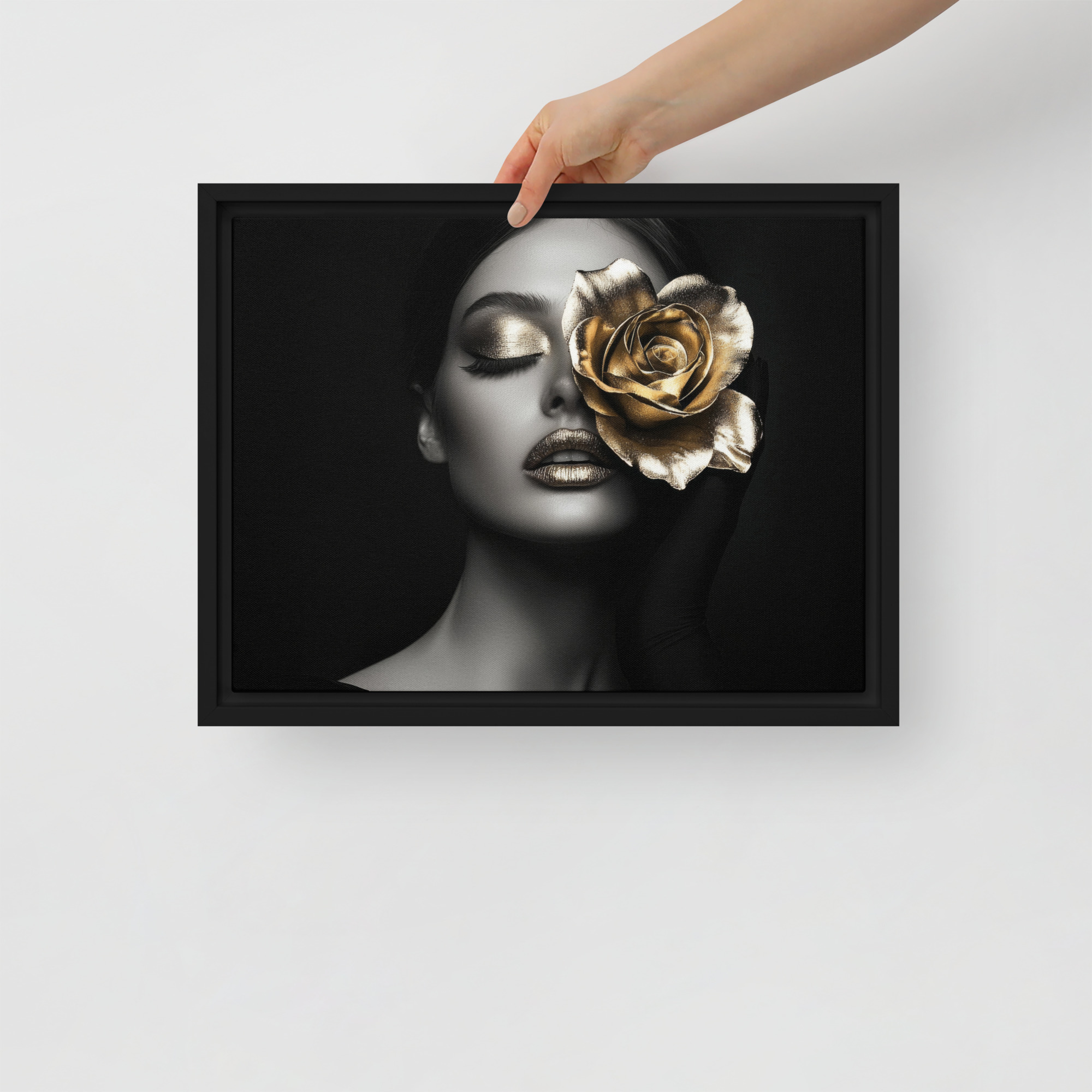 Golden Rose Framed Canvas