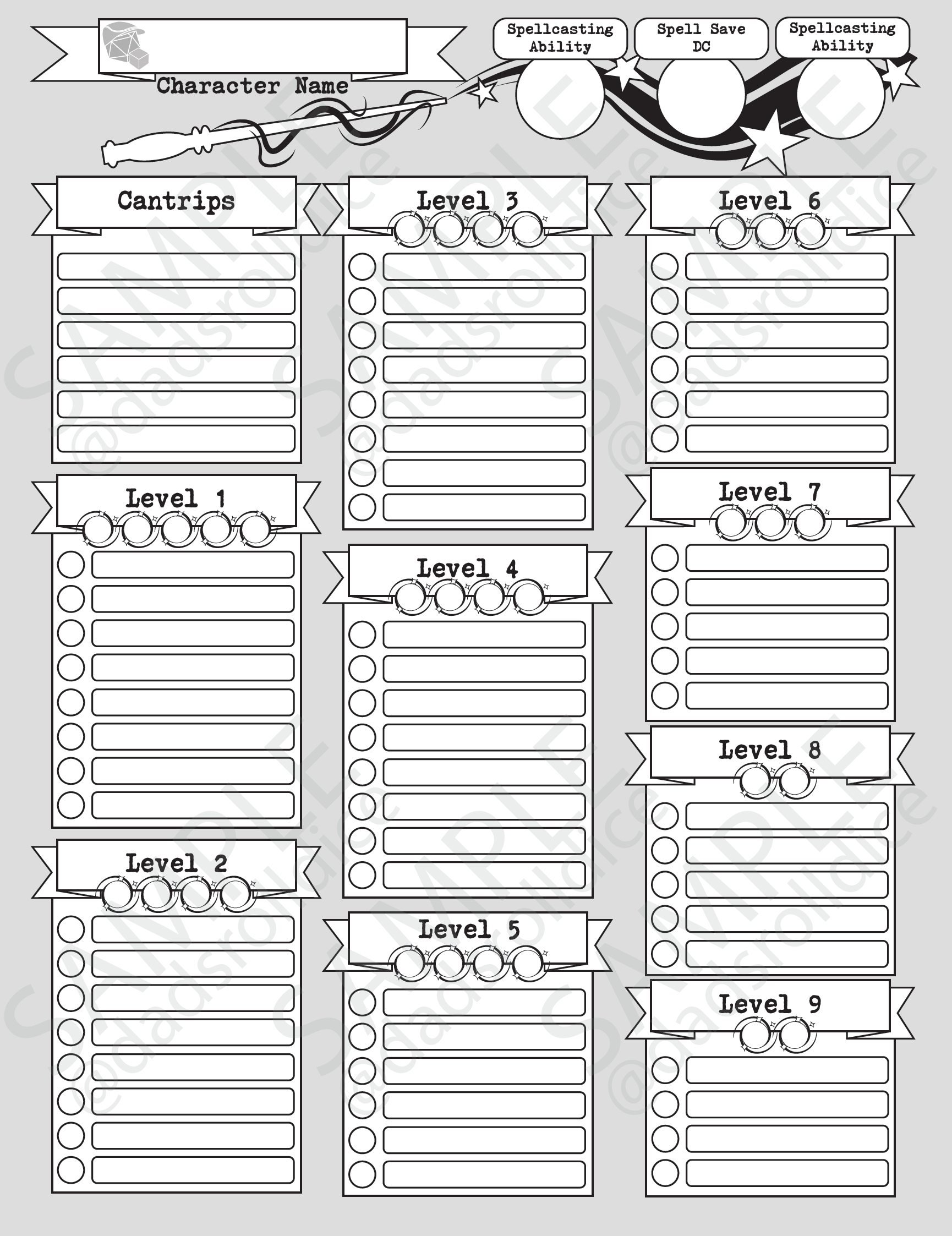 5e New Player Friendly Character Sheet