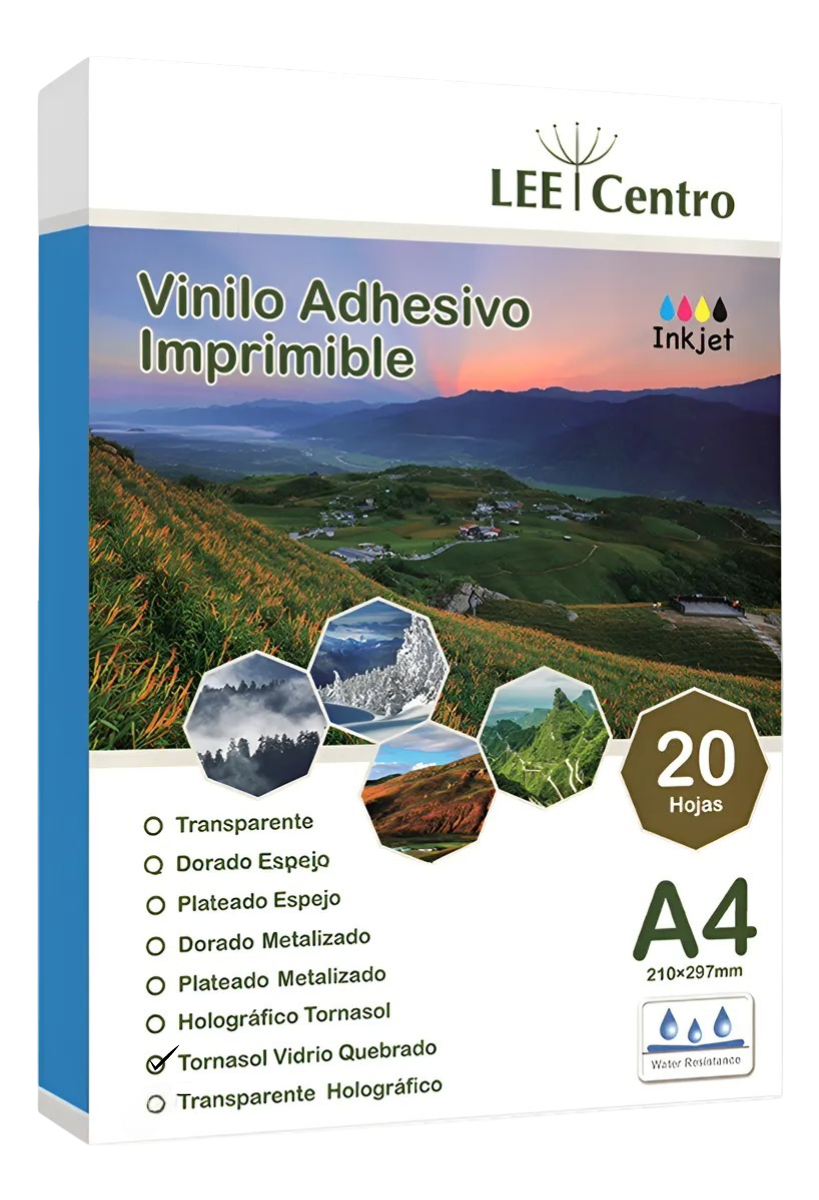 VINILO ADHESIVO IMPRIMIBLE PLATEADO METALIZADO A4 20 HOJAS