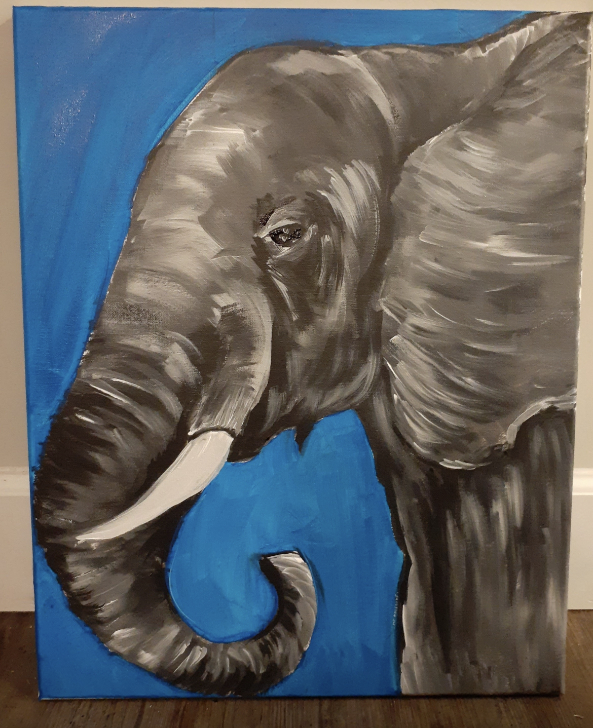 Hand-Painted Elephant Canvas Art