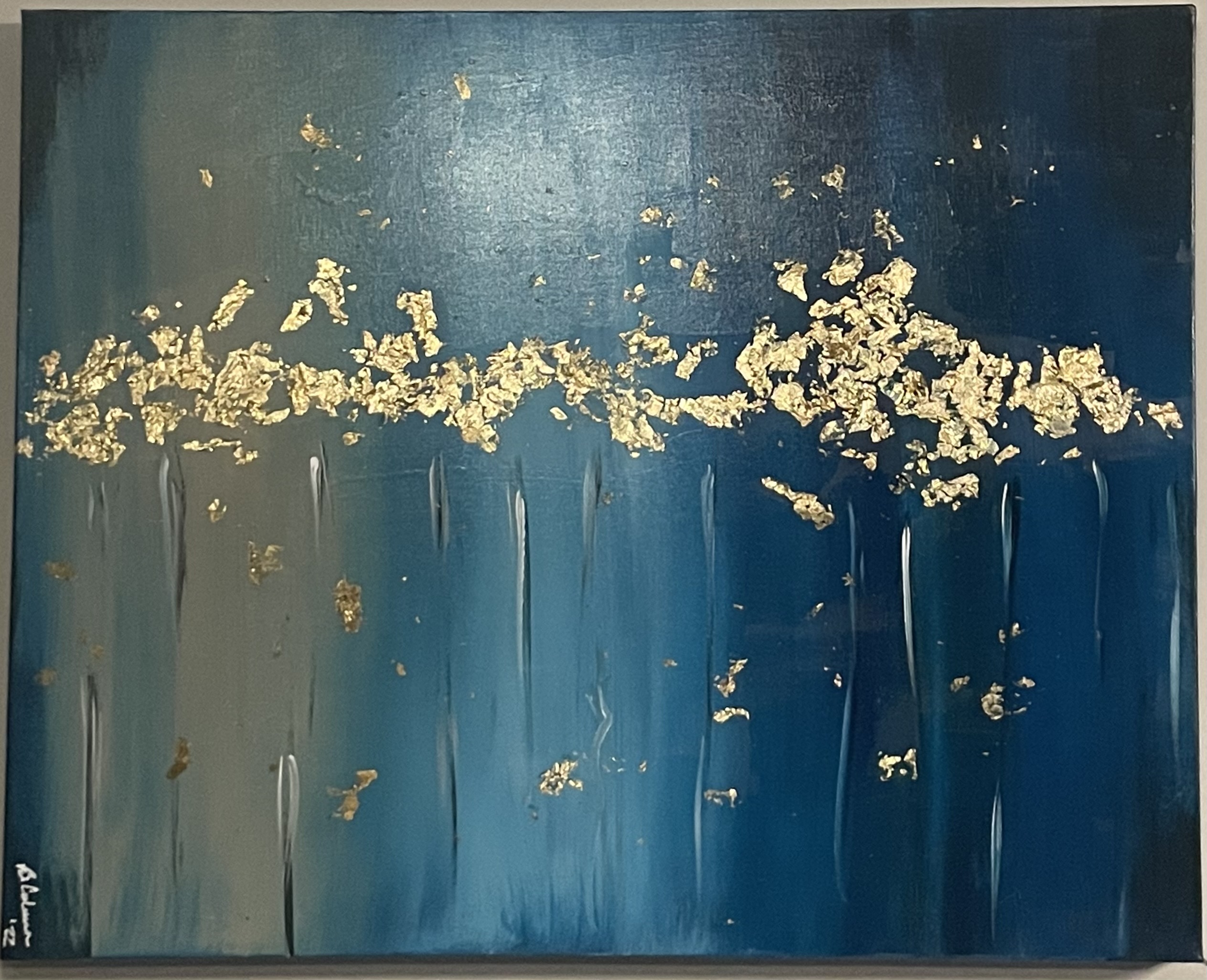 Abstract Blue and Gold Painting