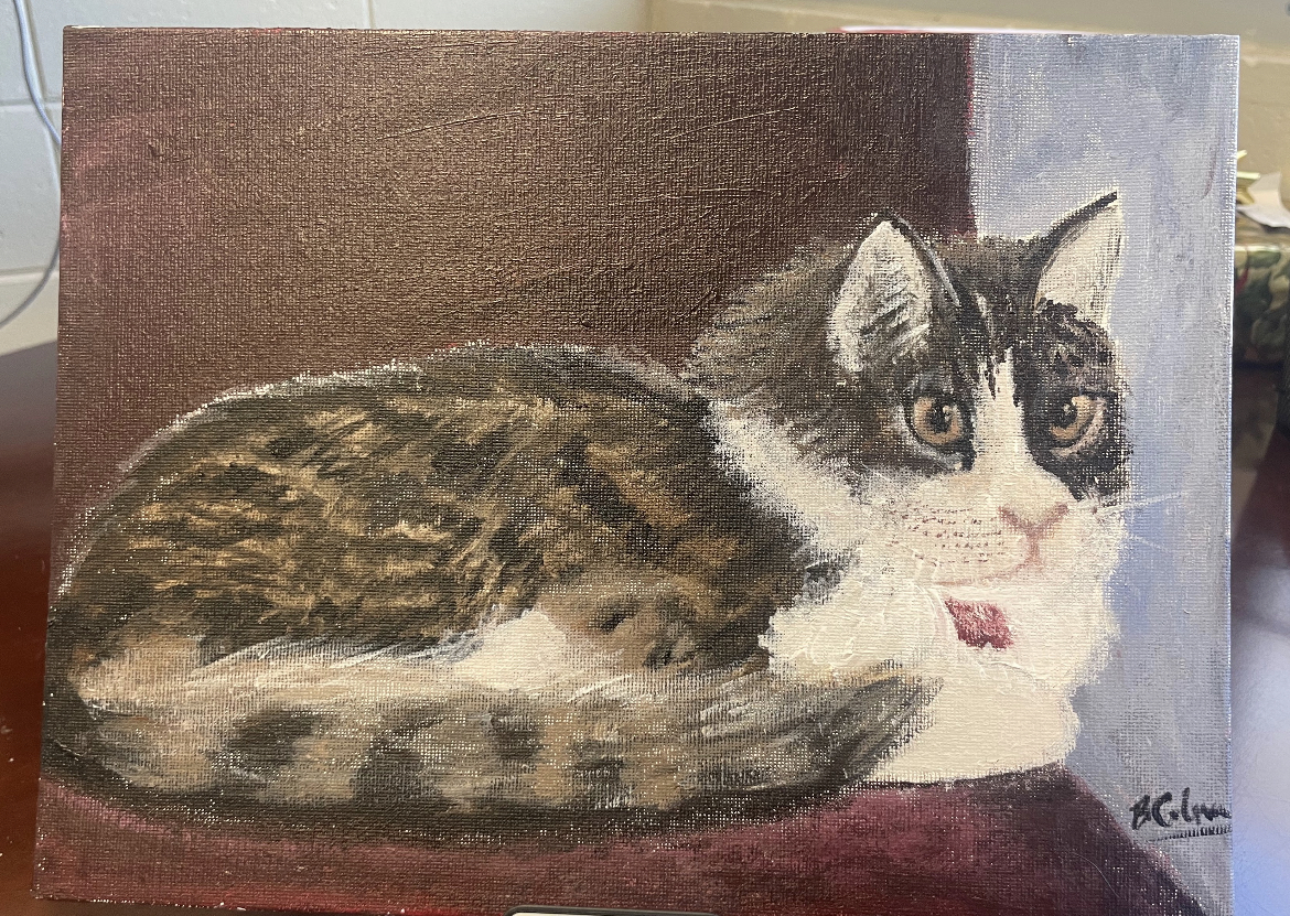 In Memory of/ Remembering A Fur Friend/ Hand-Painted Cat Portrait