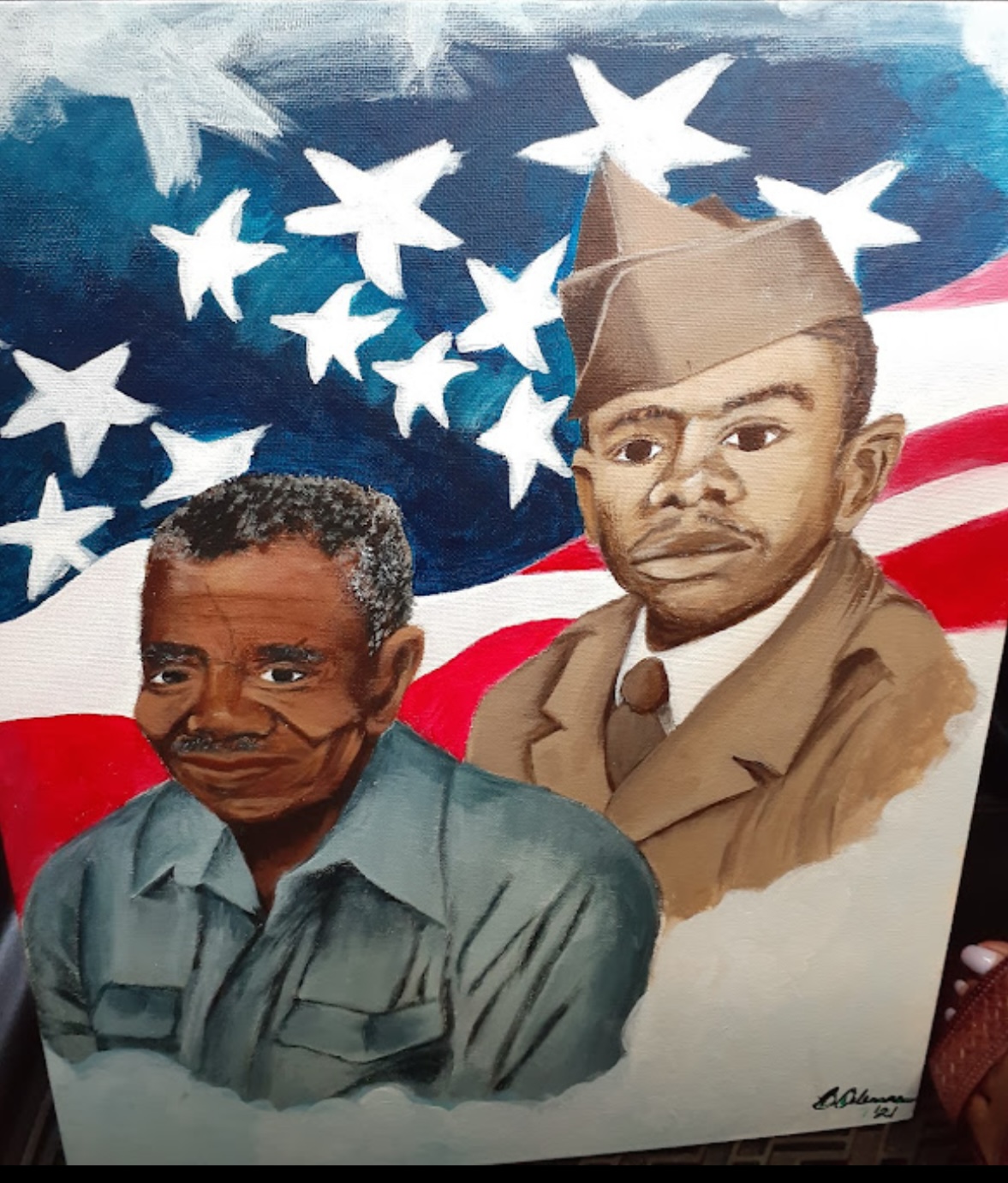 Hand-Painted Memorial Patriotic Portrait/ In Memory of