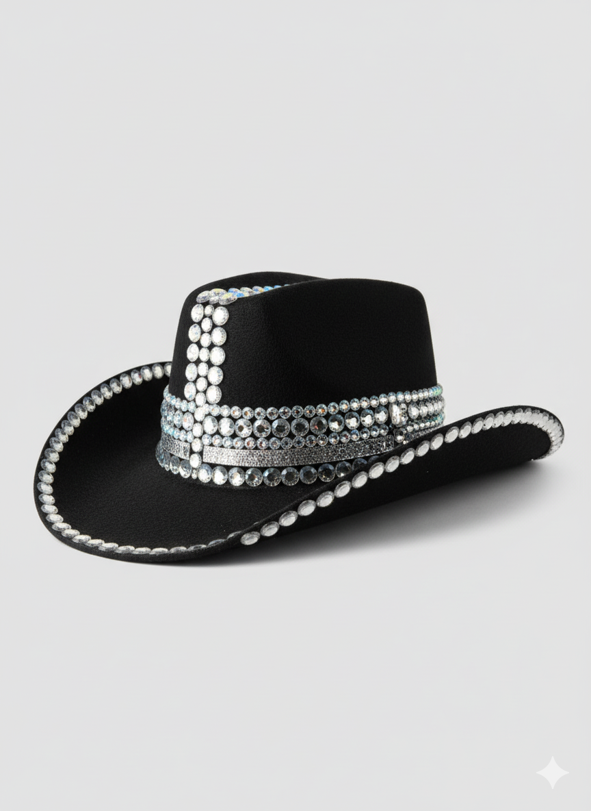 Black rhinestone cowboy hat