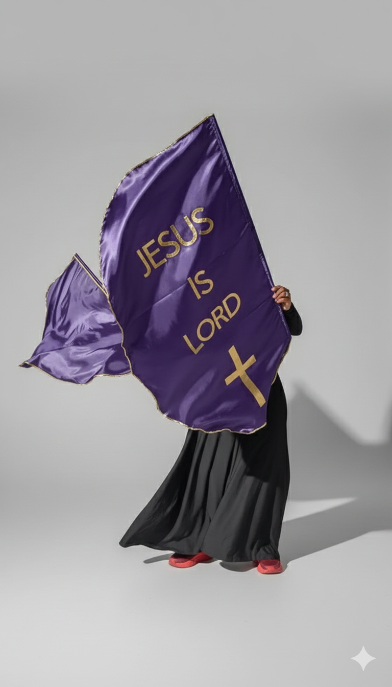 A Pair of Prophetic Worship Flags/Instruments of Praise/ Dance and Worship Ministry Arts