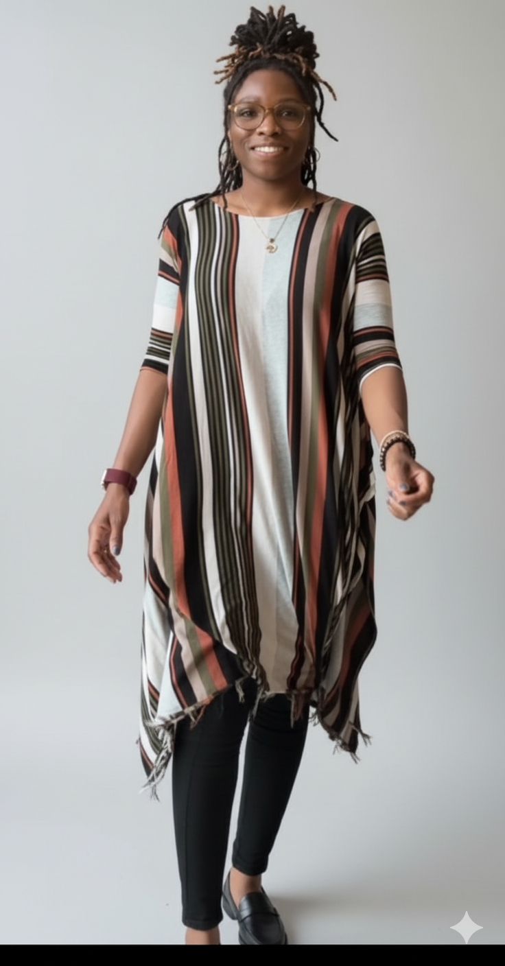 Striped Oversized Boho Top/Tunic Dress