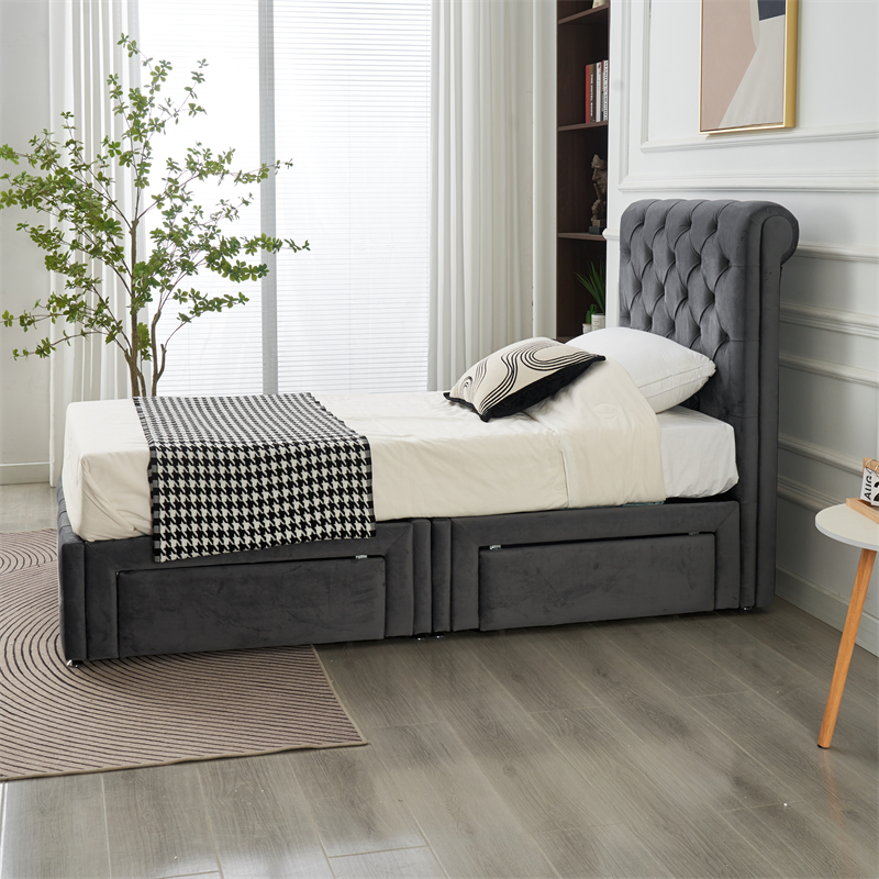 🛏️ Luxury Velvet Storage Bed 