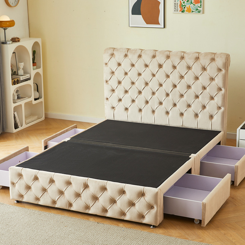 🛏️ Luxury Velvet Storage Bed 