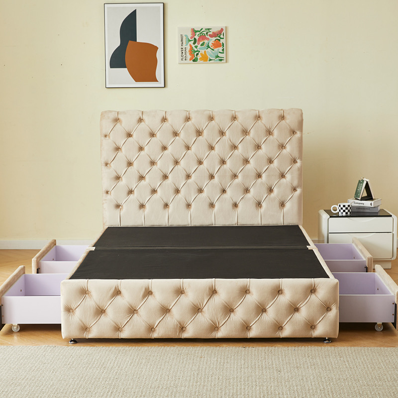 🛏️ Luxury Velvet Storage Bed 