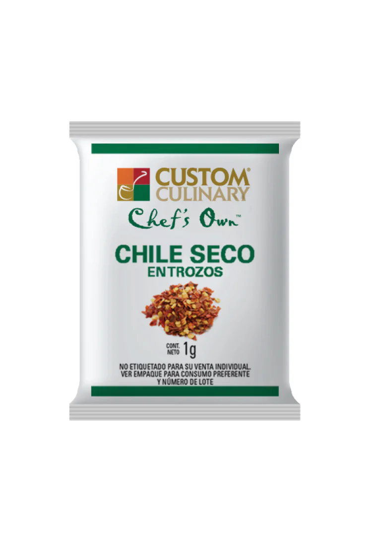 Caja de Chile seco en trozos