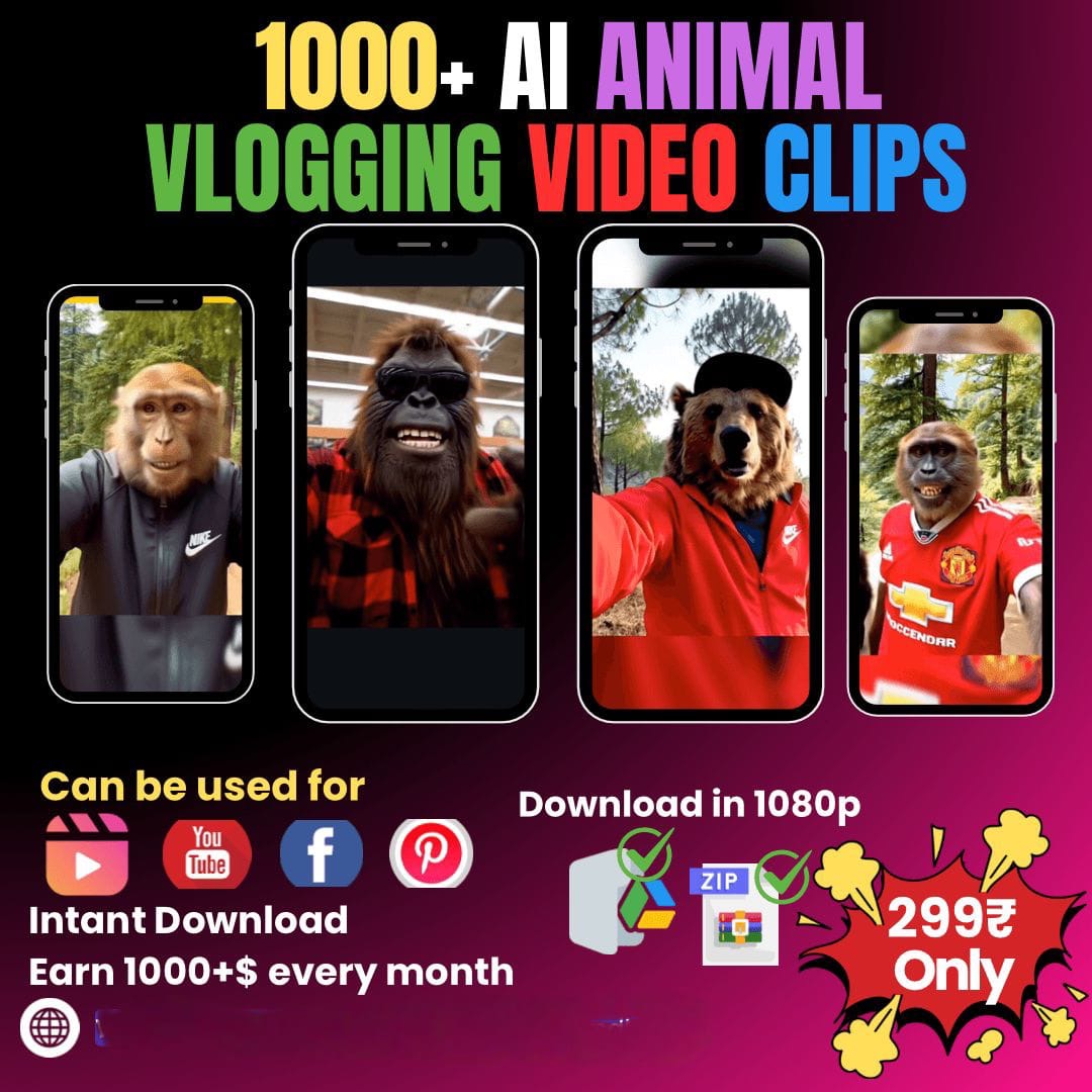 1000+ AI Animal Vlogging Video Clips
