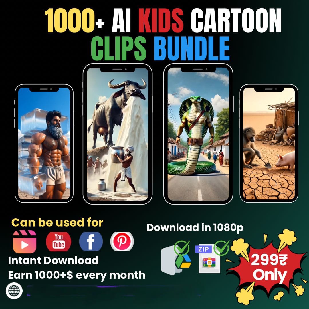 1000+ AI Kids Cartoon Clips Bundle