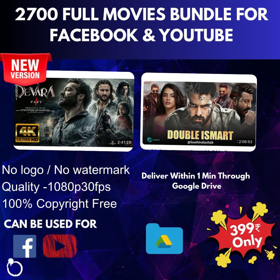 2700 Full Movies Bundle for Facebook & YouTube