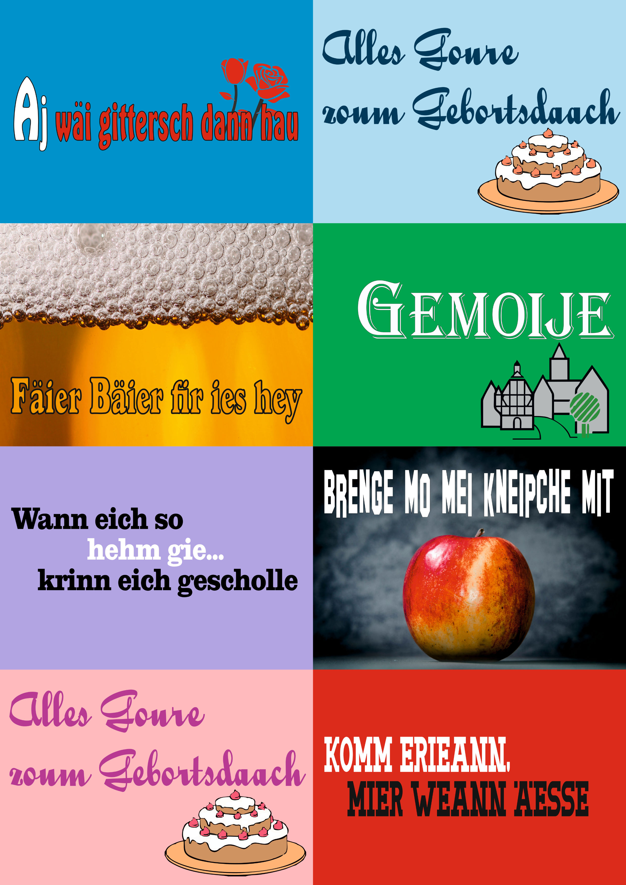 Grimmicher Mundart-Postkarten SET#1 – „So schwasst mer bei ihs!“