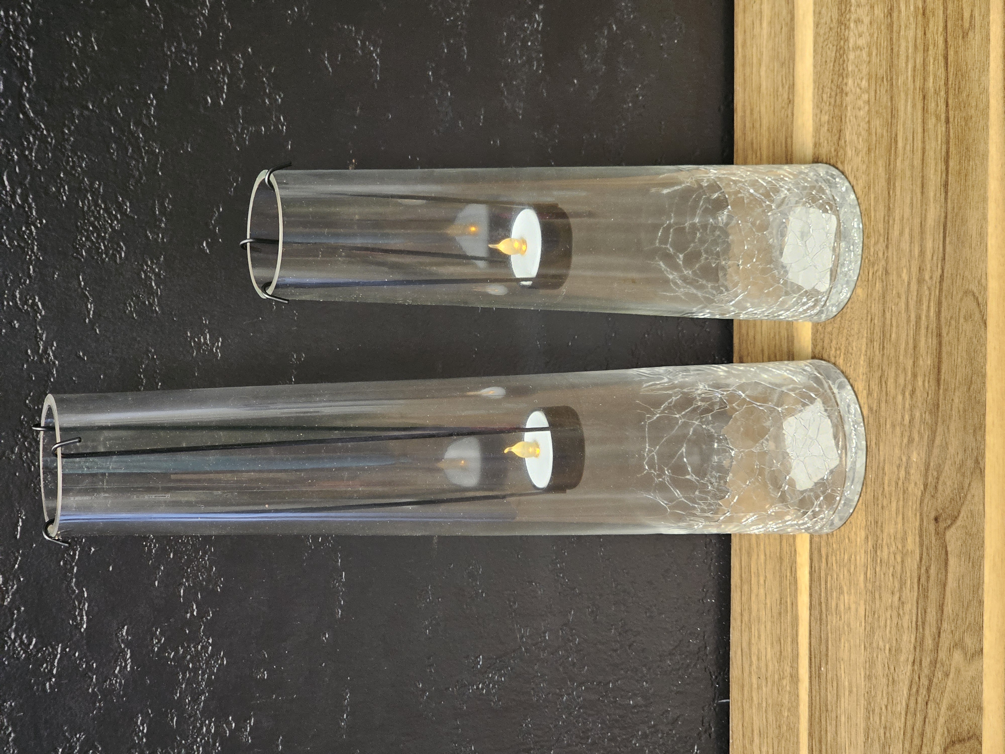 Set of Crackled Glass Candle Holder
