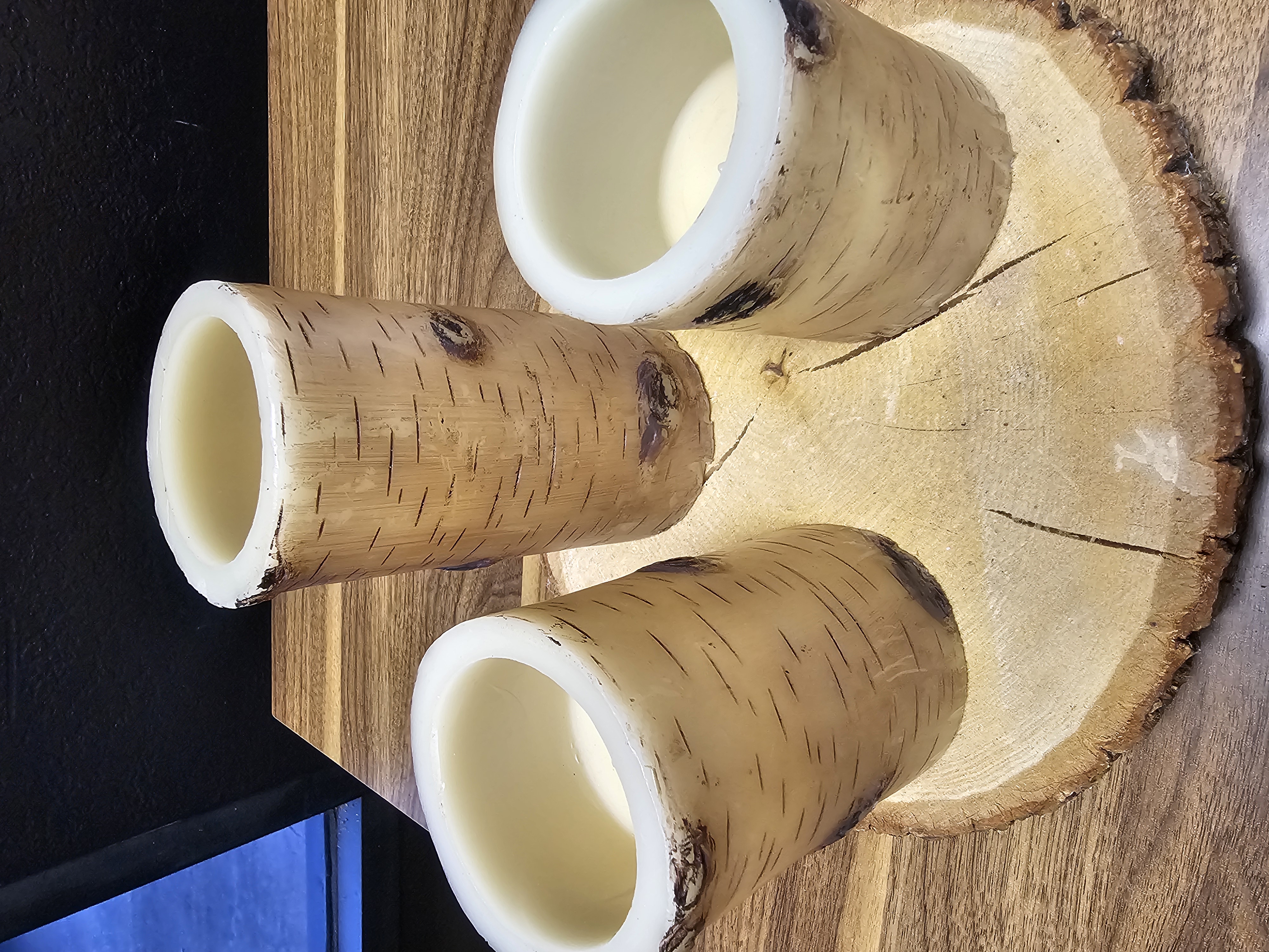 Rustic Birch Log Candle Set