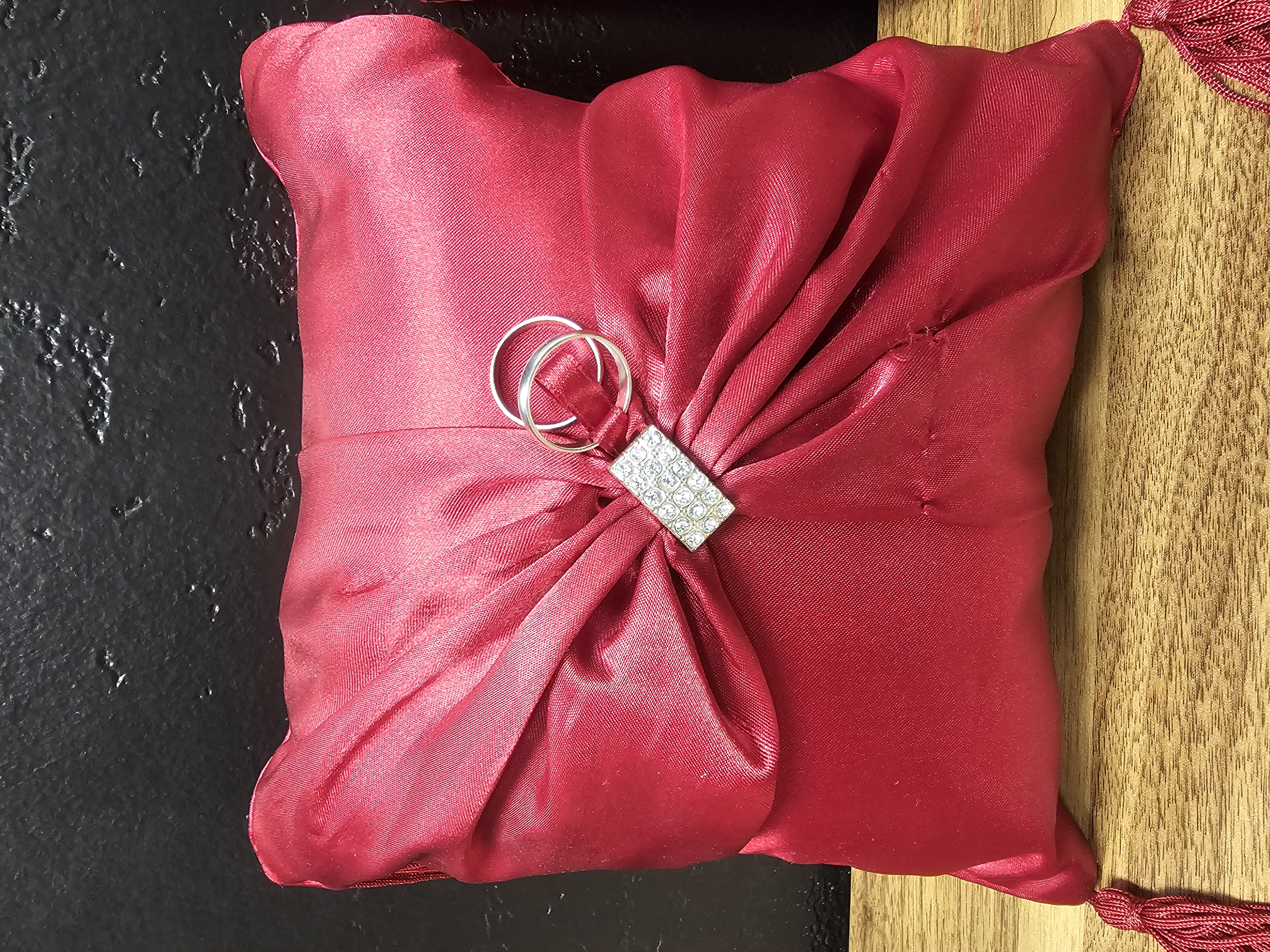 Red Satin Wedding Ring Pillow