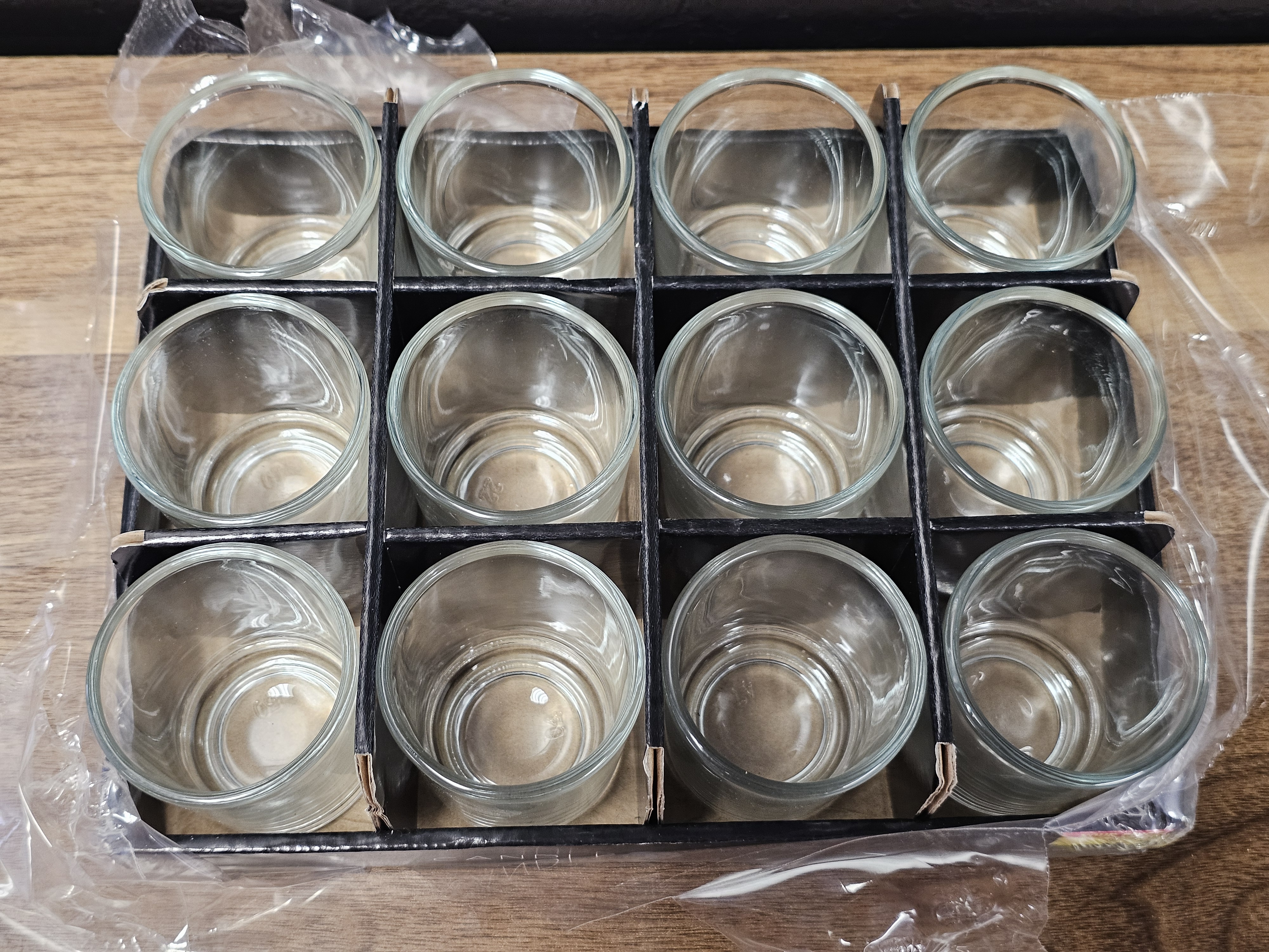 Set of 12 Clear Glass Votives