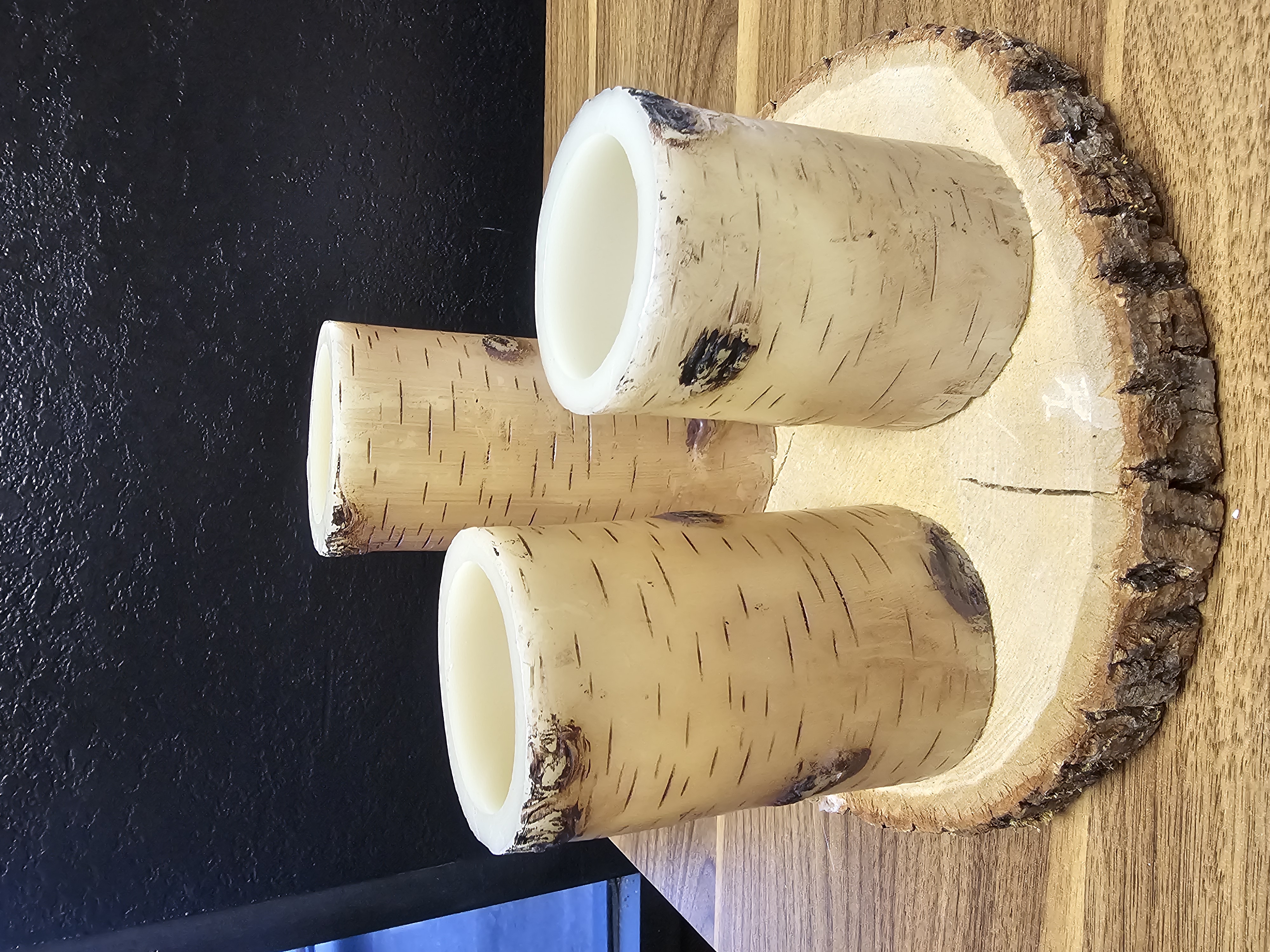 Rustic Birch Log Candle Set