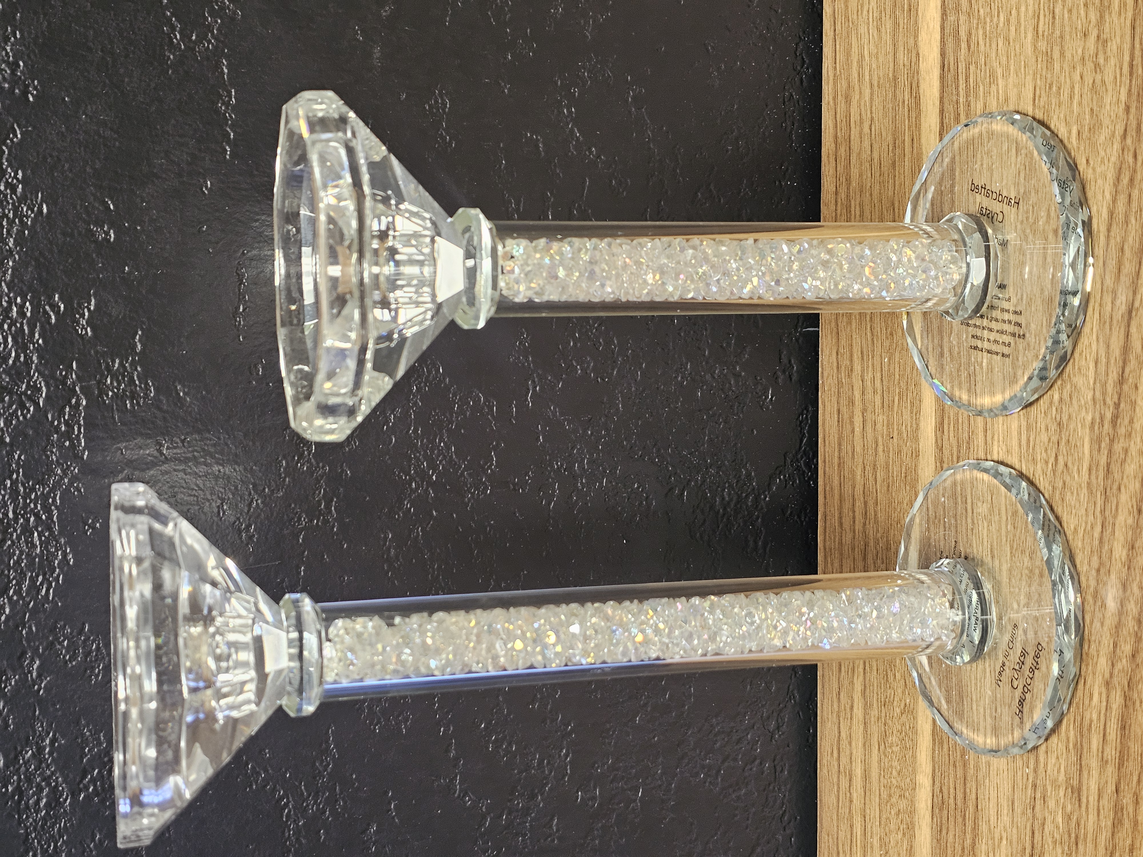 Small Pink and Crystal Candle Holder