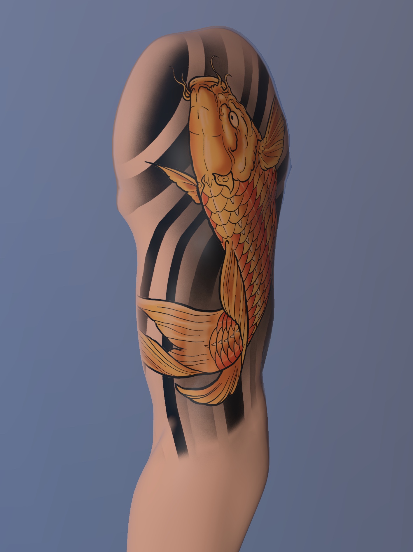 Koi Fish Tattoo Design – Japanese Style Strength & Perseverance Concept