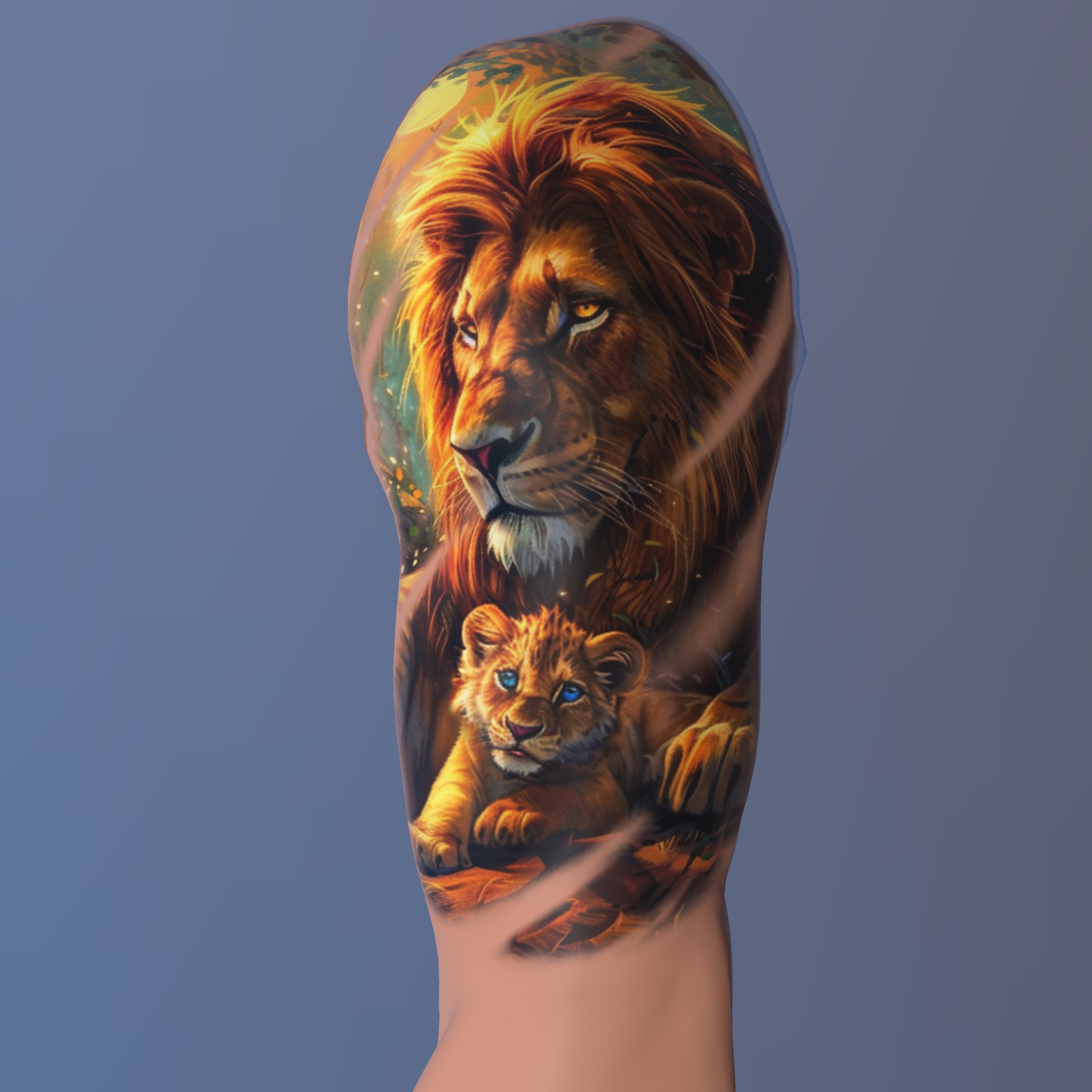 Lion & Cub Tattoo Design – Strength, Legacy & Protection Concept