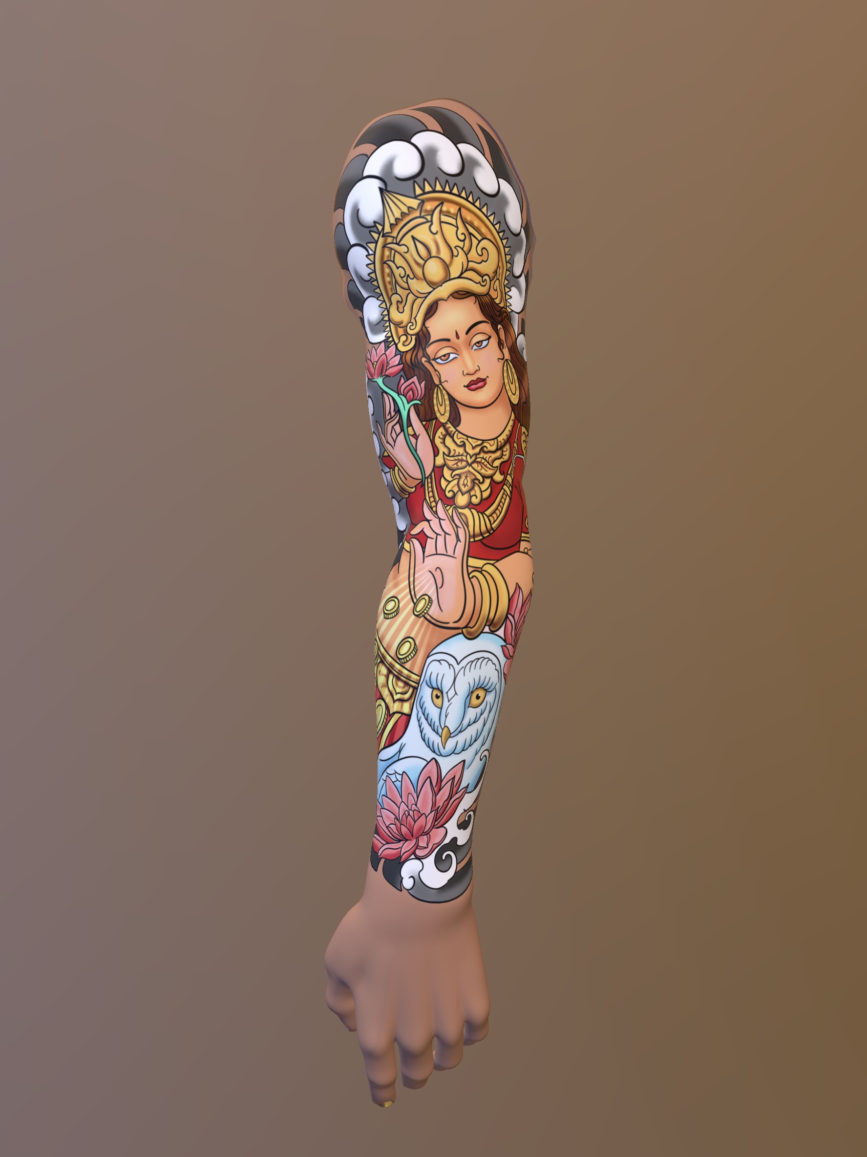 Goddess Lakshmi Tattoo Design – Prosperity, Grace & Abundance Sleeve Concept