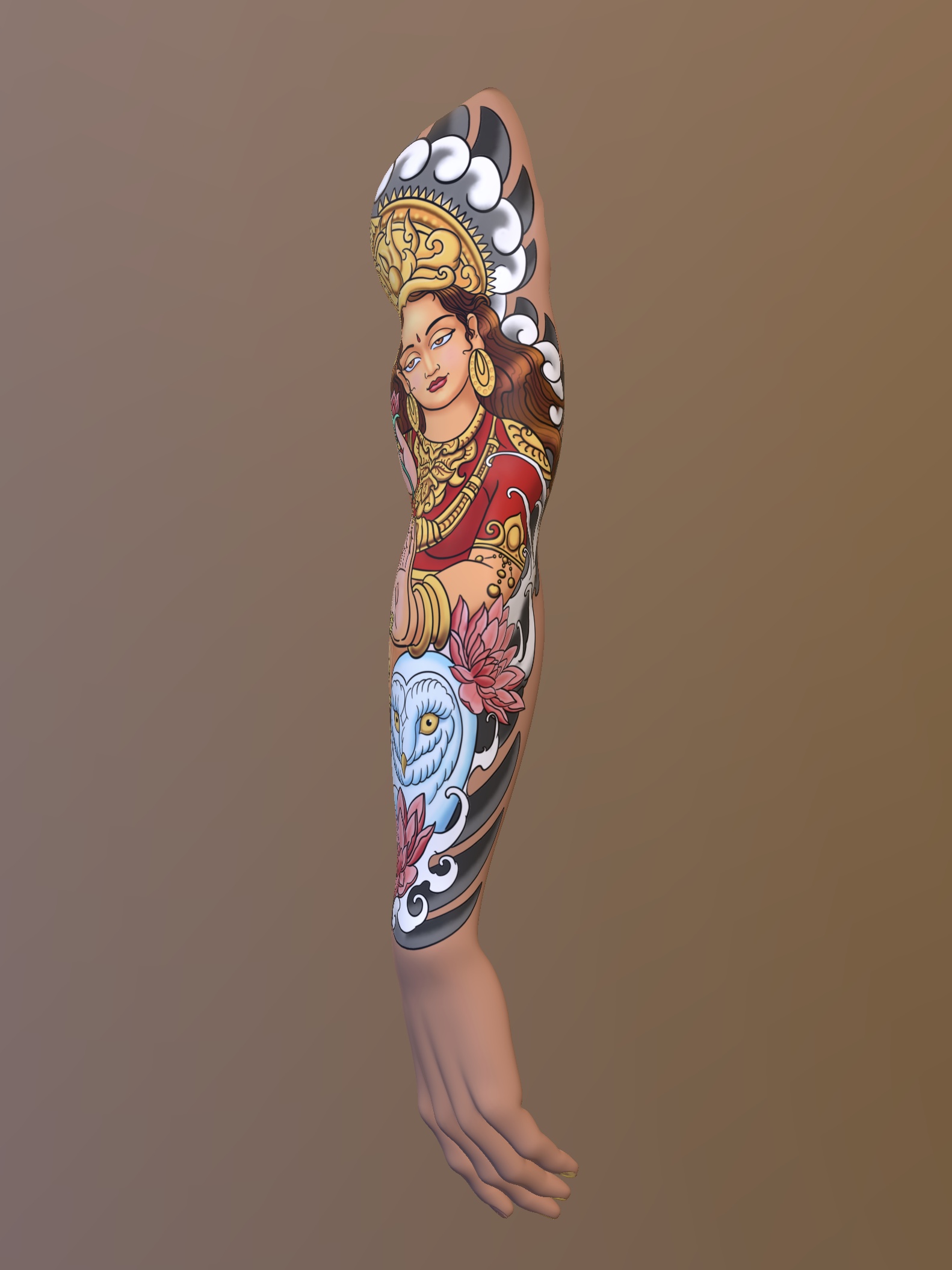 Goddess Lakshmi Tattoo Design – Prosperity, Grace & Abundance Sleeve Concept