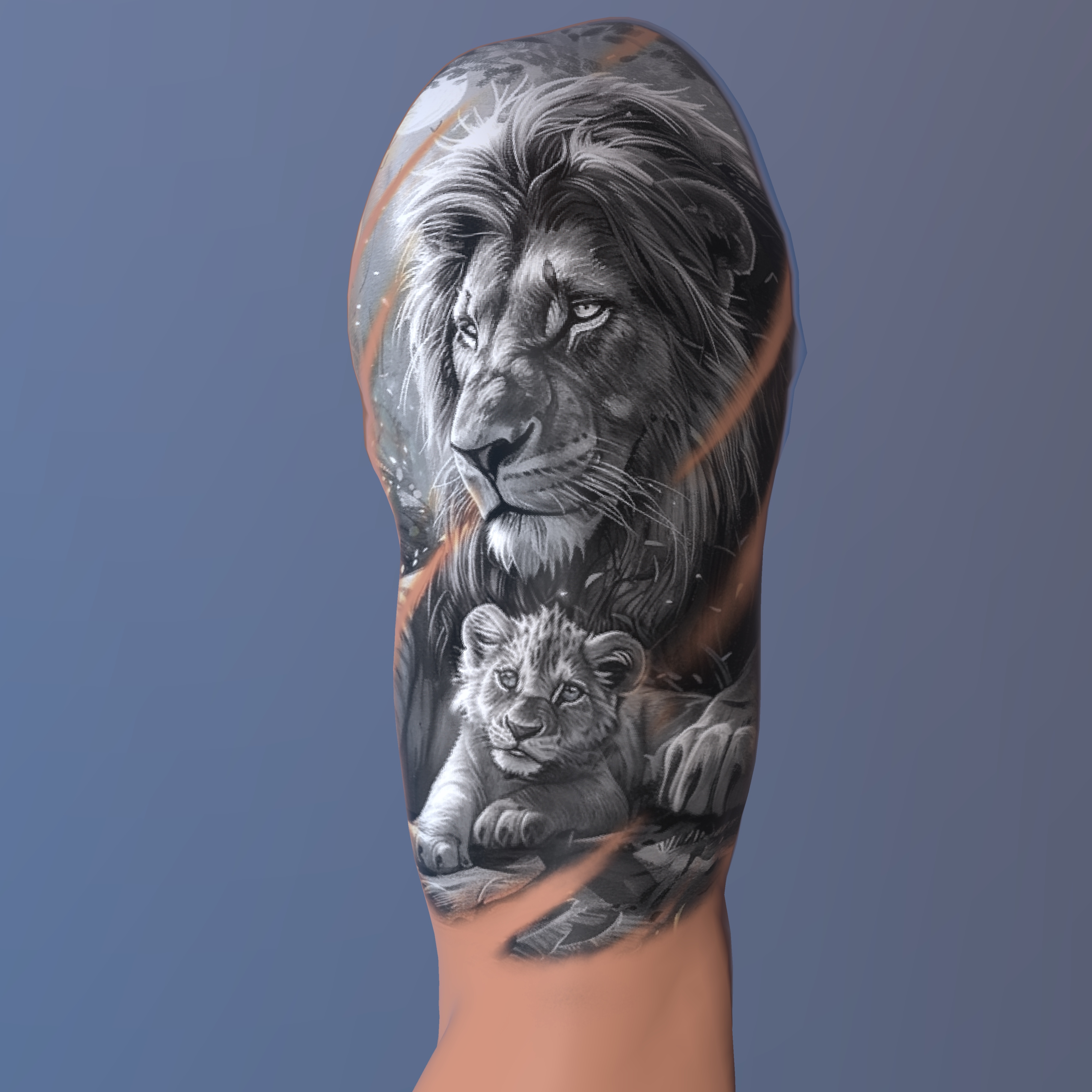 Lion & Cub Tattoo Design – Strength, Legacy & Protection Concept