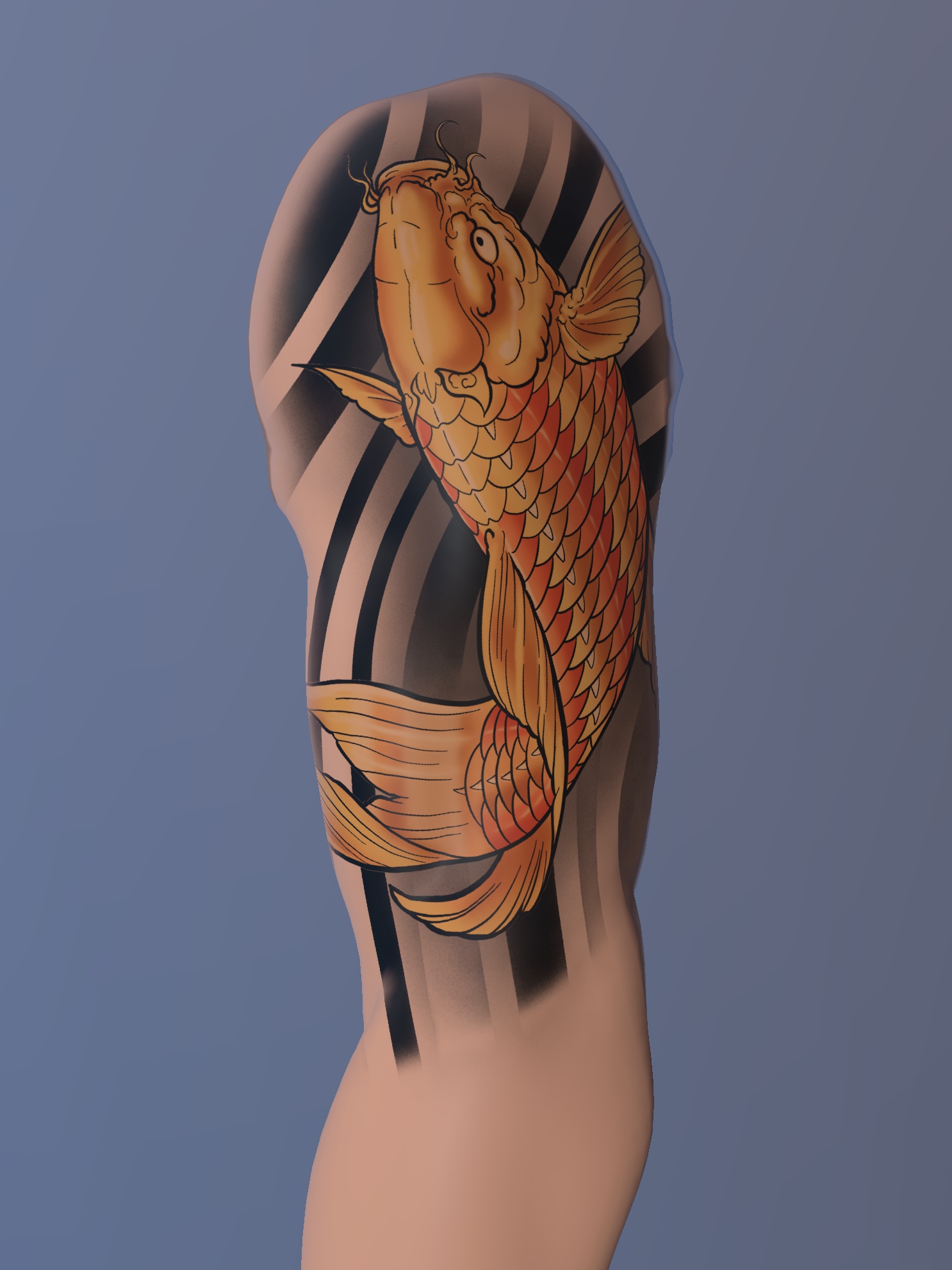 Koi Fish Tattoo Design – Japanese Style Strength & Perseverance Concept