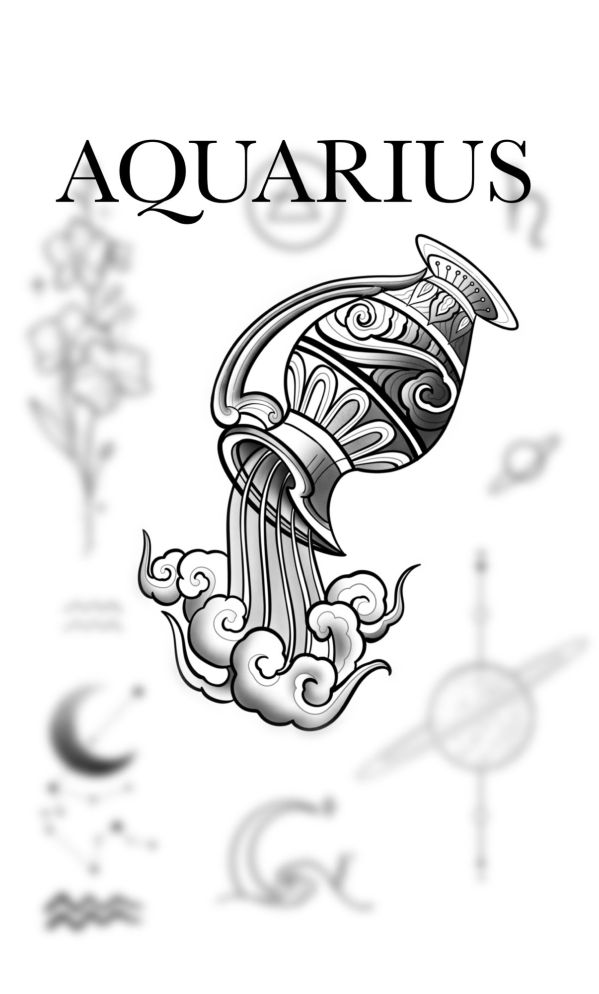 Aquarius Tattoo Design Flash Set