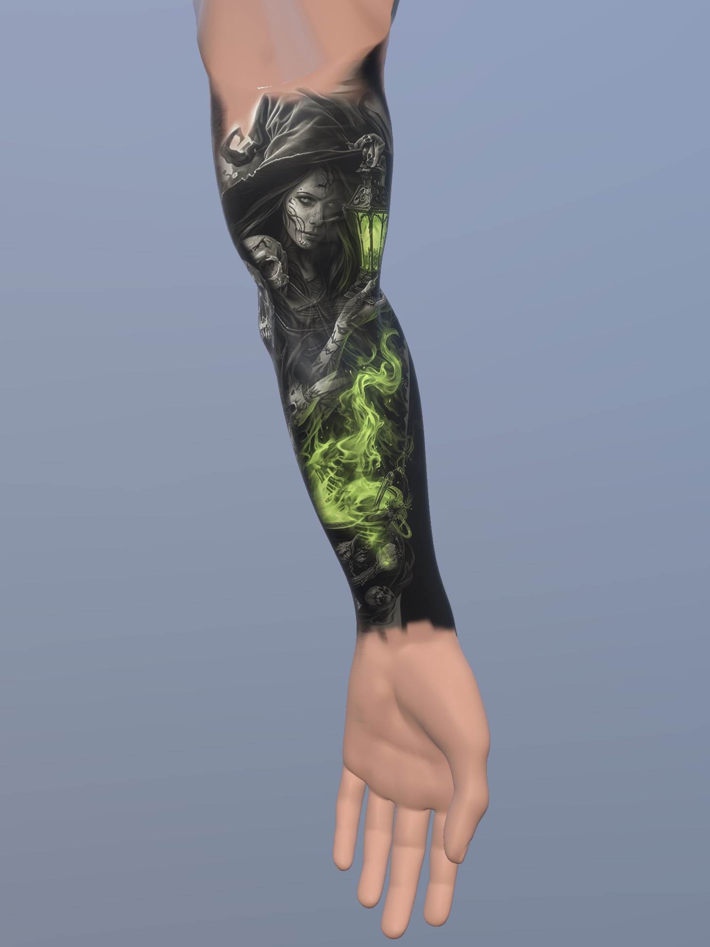 Eternal Night Horror Sleeve Tattoo Design – Fear, Mortality & Dark Consciousness Concept