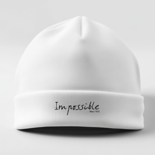 Inspirational 'Possible' White Beanie