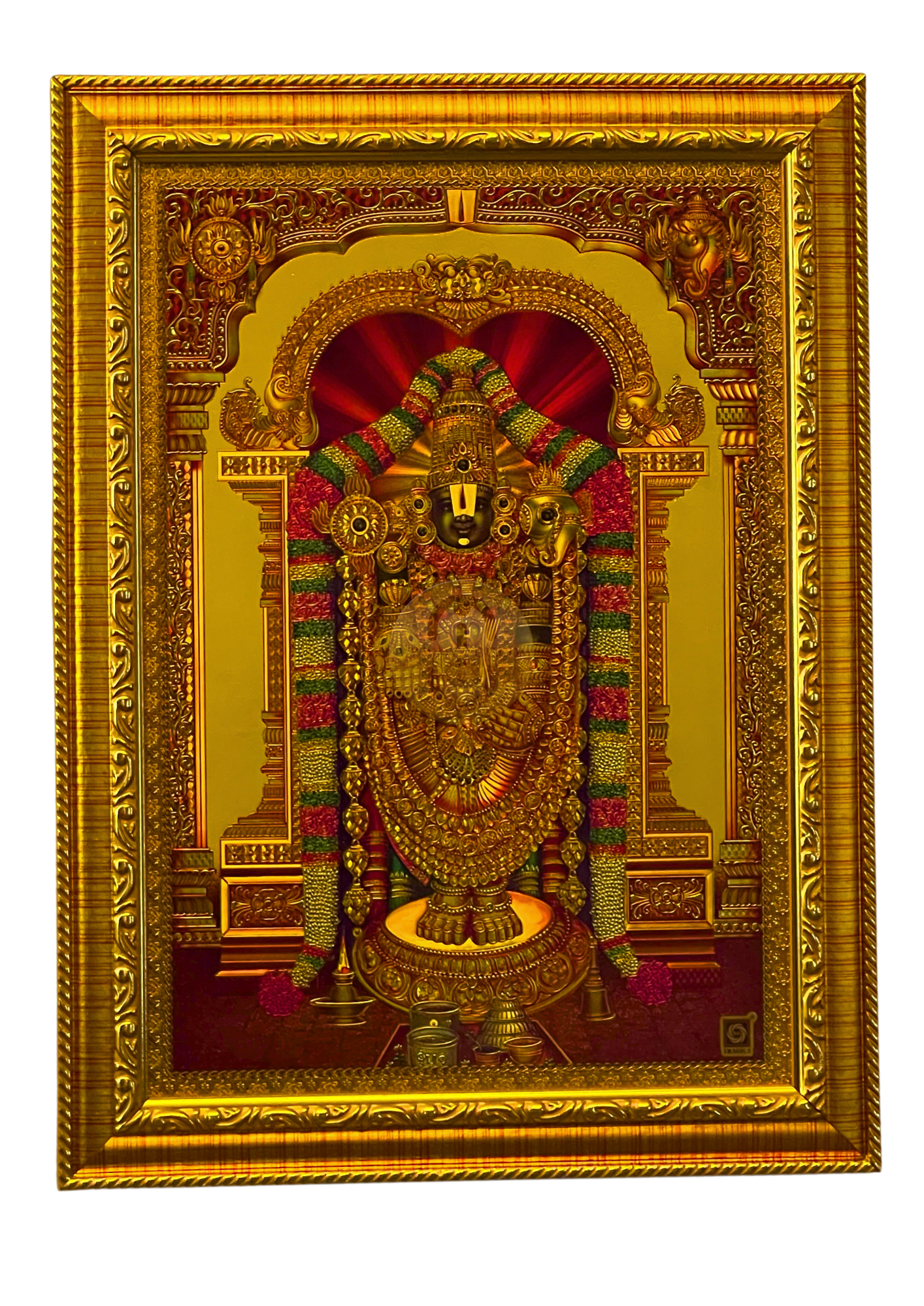 A48X11 Gold Framed Lord Venkateswara Balaji