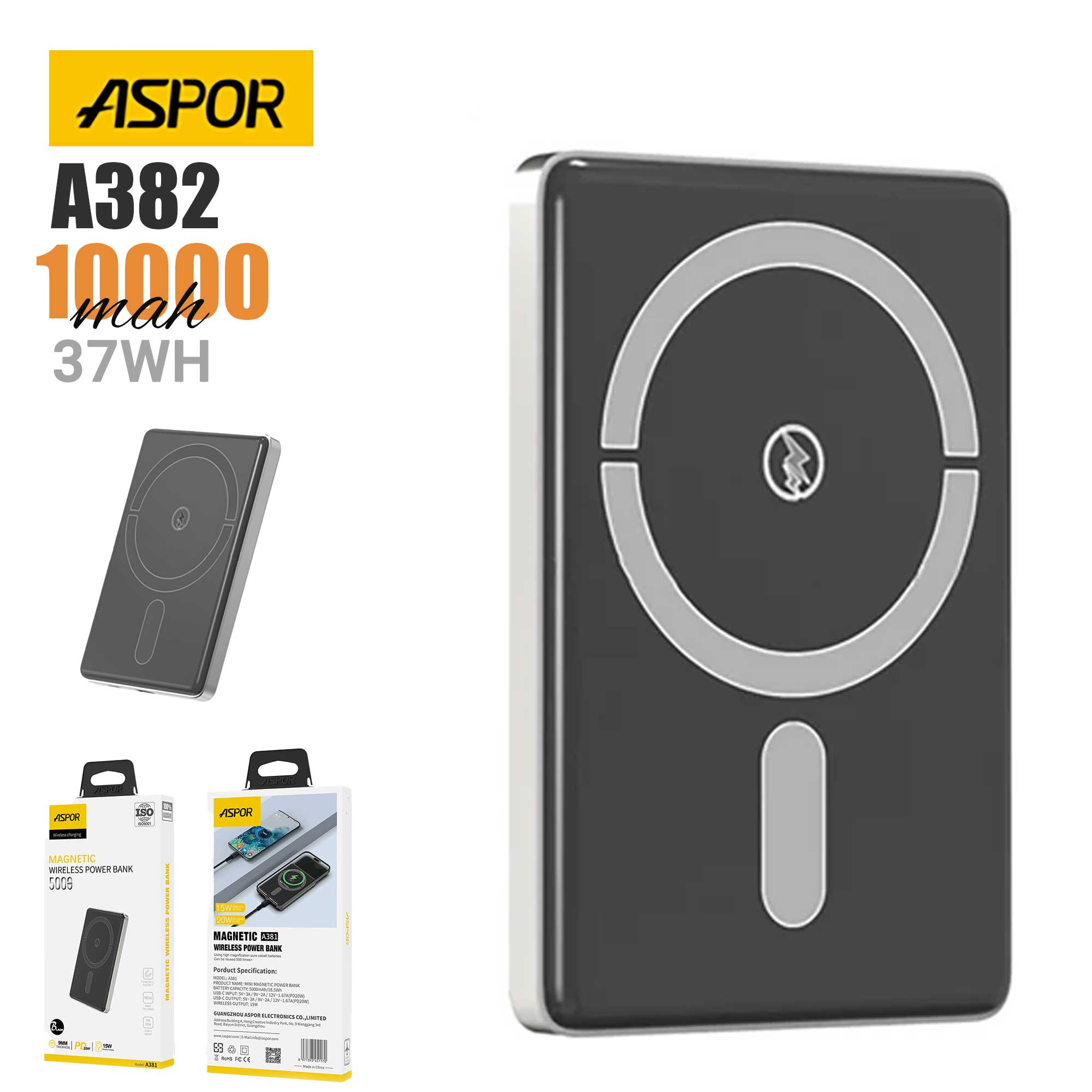 Aspor A382 Magnetic Power Bank 10000mAh