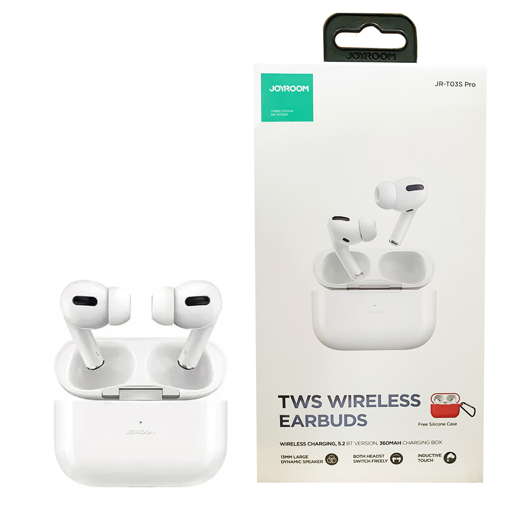OYROOM JR-T03S PRO(NX3) WIRELESS HEADPHONES WHITE WITH THIN RED CASE