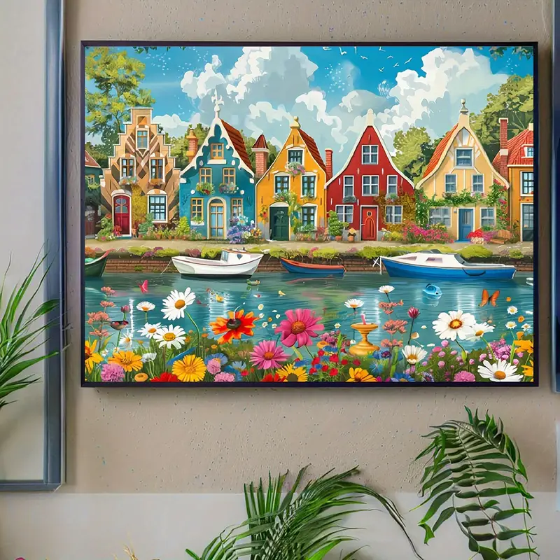 Tapyba pagal skaičius "Spalvingas kanalų miestelis" 