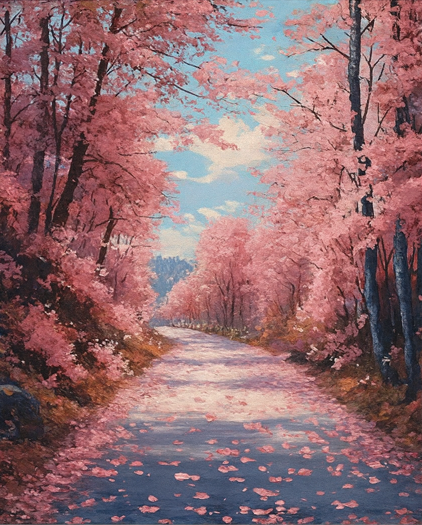 Tapyba pagal skaičius "Rožinis kelias" 