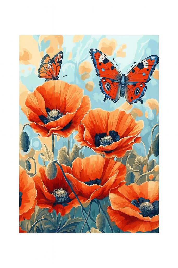 Tapyba pagal skaičius „Aguonos ir drugeliai“