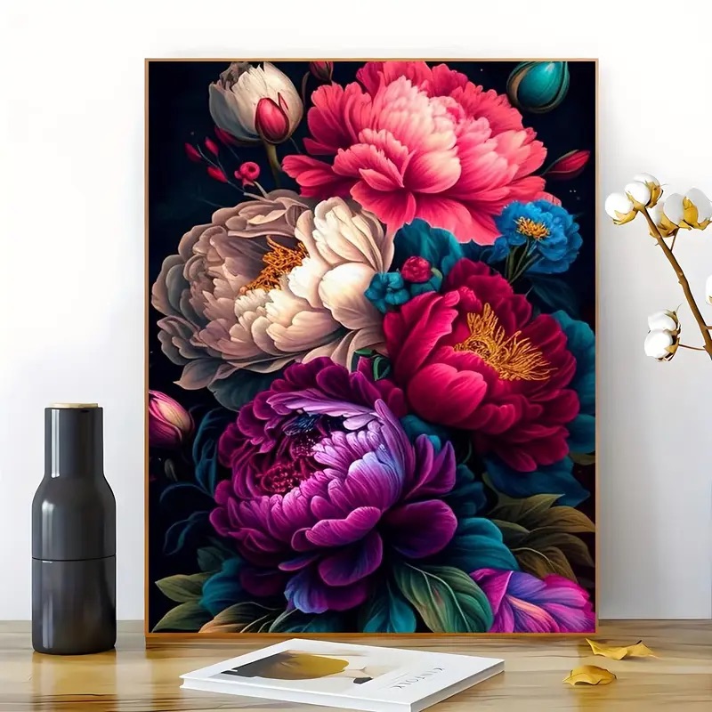 Tapyba pagal skaičius „Prabangios bijūnų gėlės“