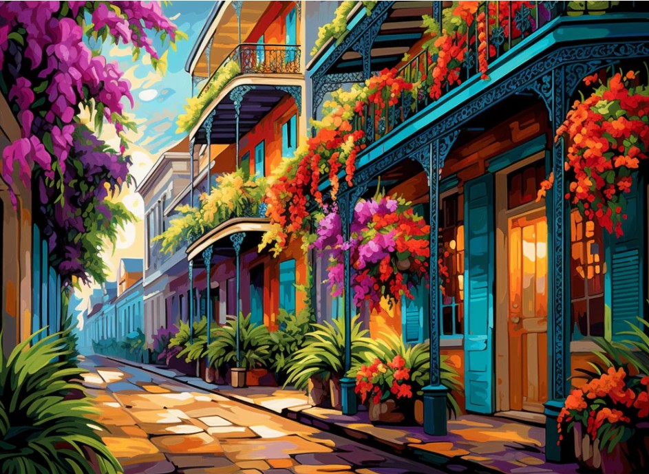 Tapyba pagal skaičius „Spalvota senamiesčio gatvelė“