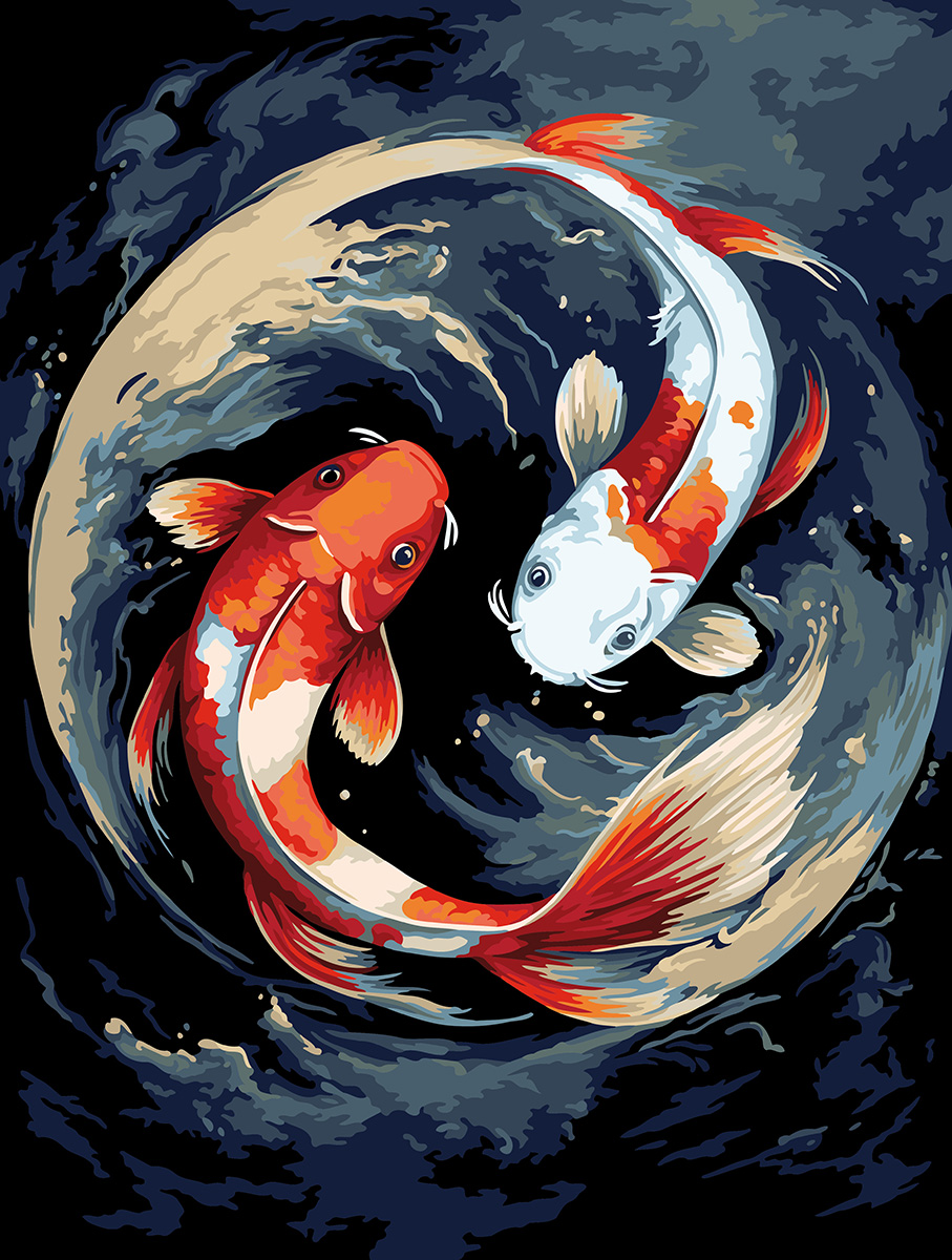 Tapyba pagal skaičius „Koi žuvys – harmonija“